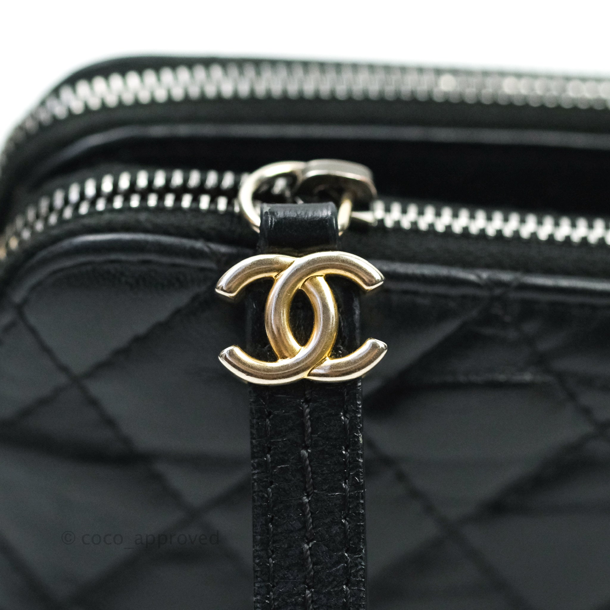 Chanel Gabrielle Double Zip Clutch with Chain Quilted Ombre Calfskin Brown  954922
