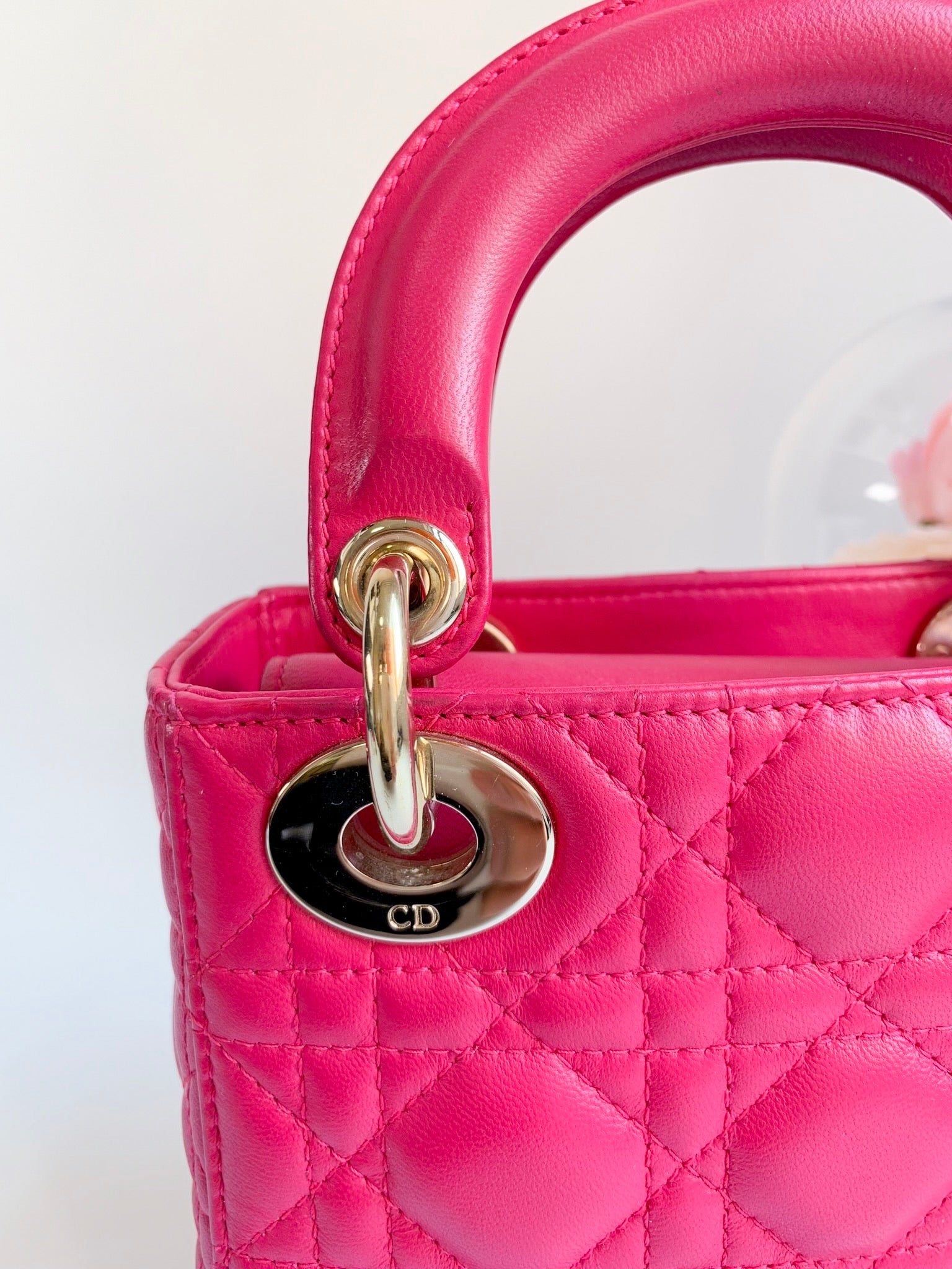 Christian Dior Lady Dior Medium Fuschia Pink Lambskin Gold Hardware – Coco  Approved Studio