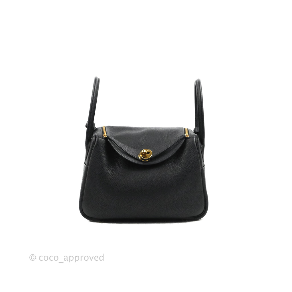 Hermès Lindy 26 Black Clemence Gold Hardware