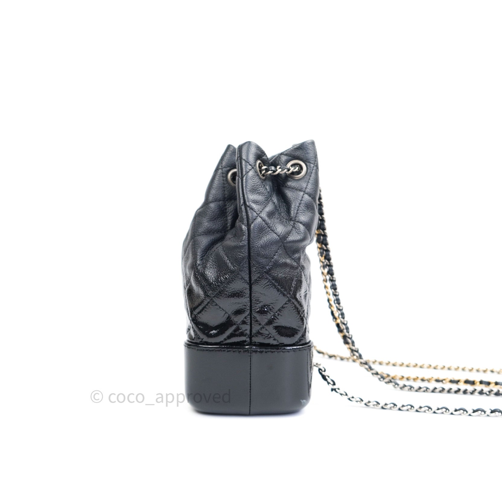 bag, chanel gabrielle backpack, backpack, metallic, silver, ring, skirt,  accessory, chanel bag, chanel - Wheretoget