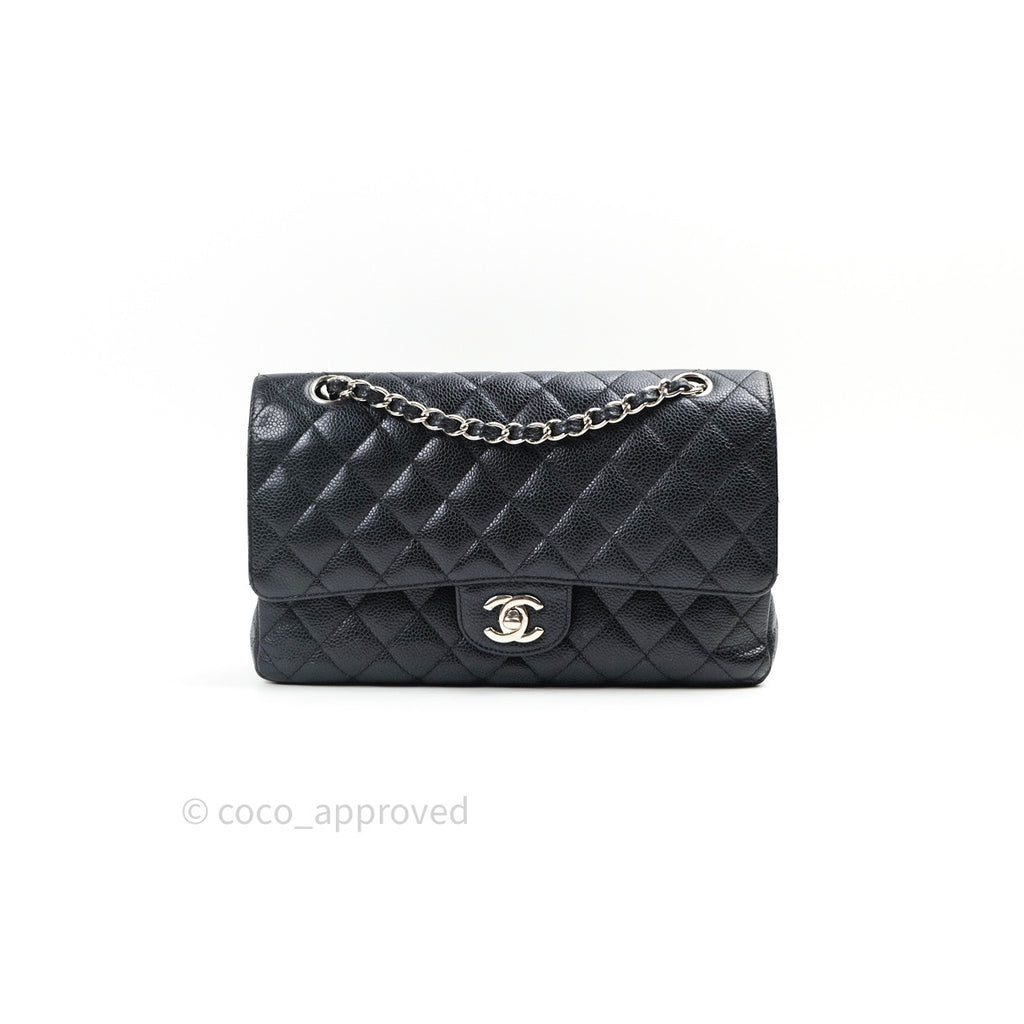 Chanel Classic Double Flap M/L Black Caviar Silver Hardware – Coco