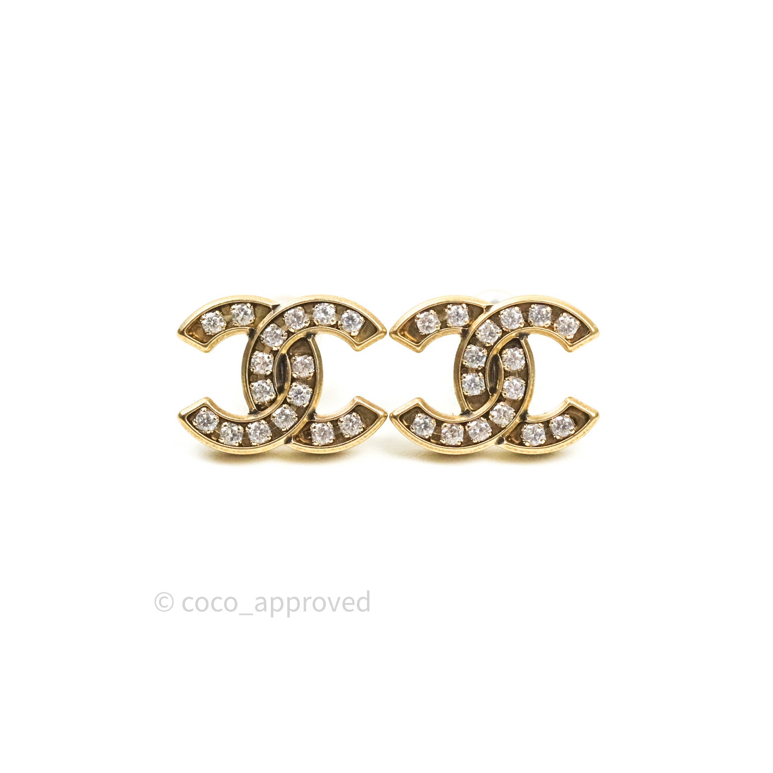 Chanel 22 CC Gold Silver Tone Crystal Double Earrings – The Millionaires  Closet