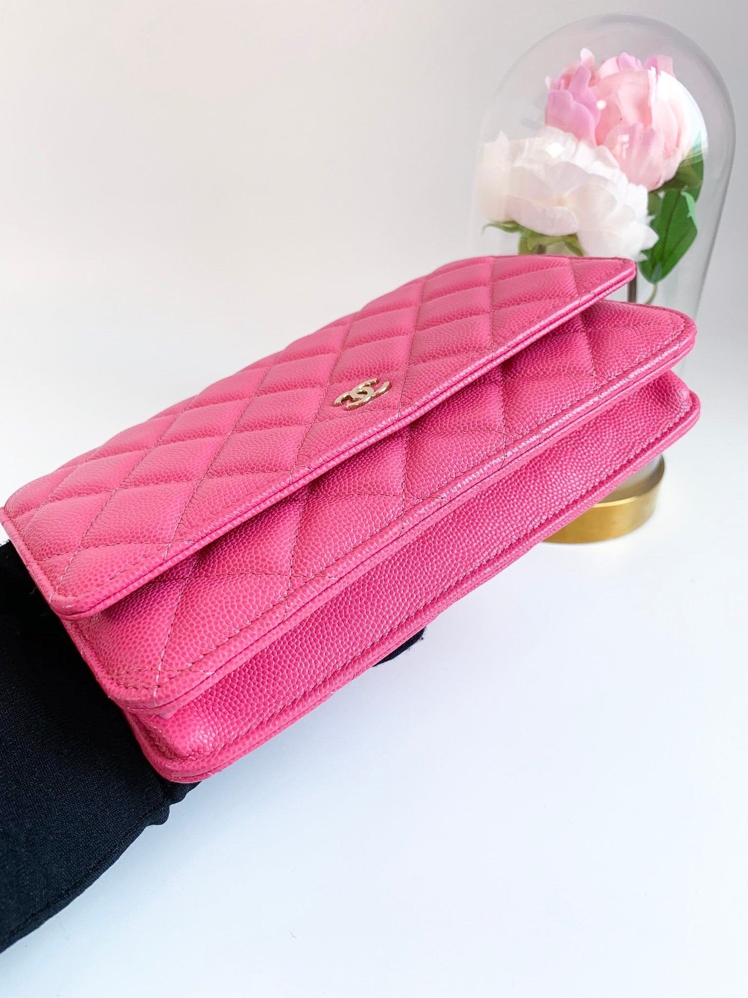 CHANEL Caviar Quilted Wallet On Chain WOC Dark Pink 1220810