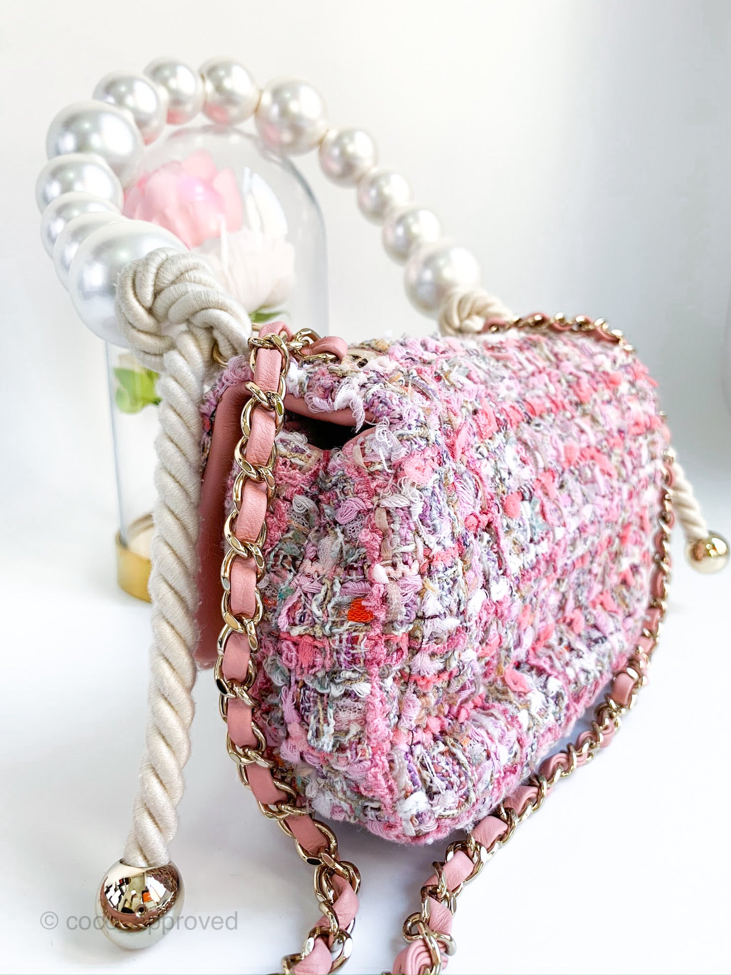 Chanel 19 *Rare* Flap Bag Quilted Tweed Medium In Pink