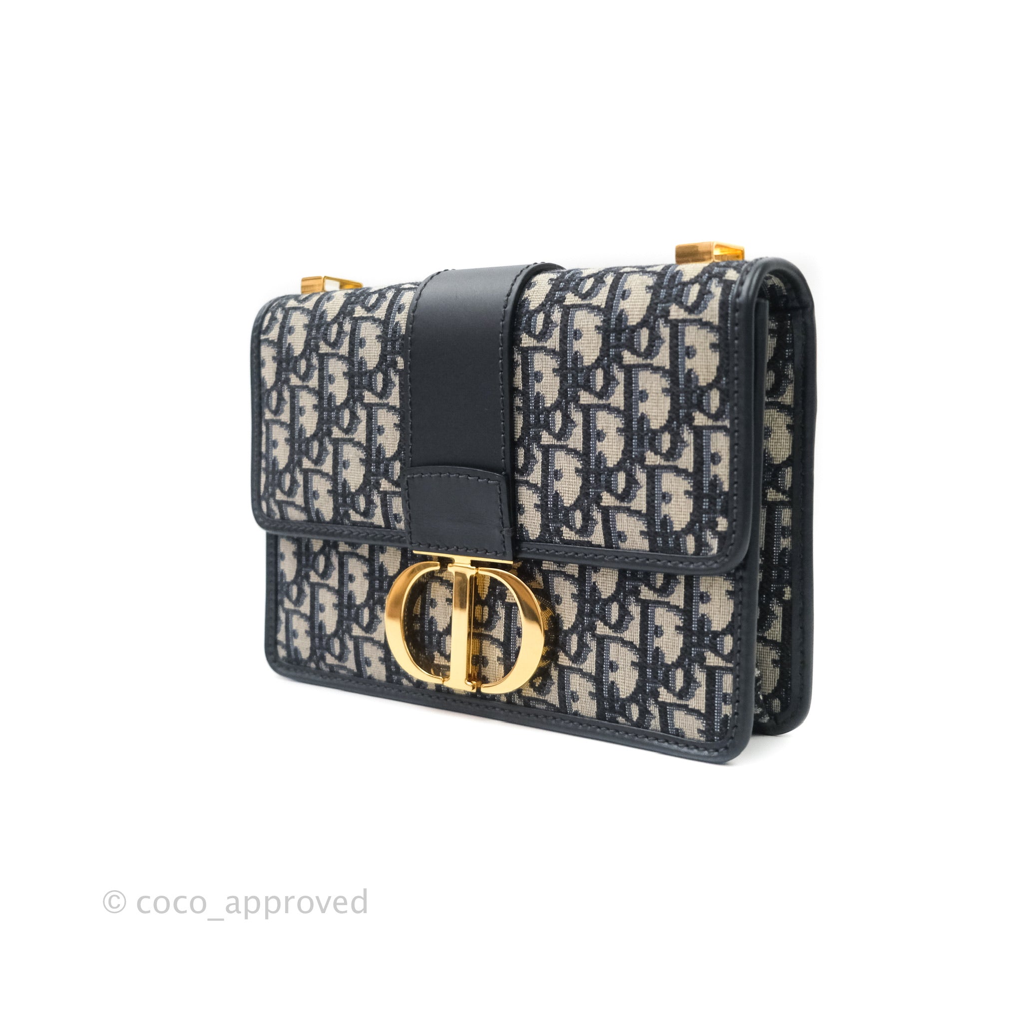 Dior 30 Montaigne East-West Bag With Chain Blue Dior Oblique Jacquard –  Coco Approved Studio