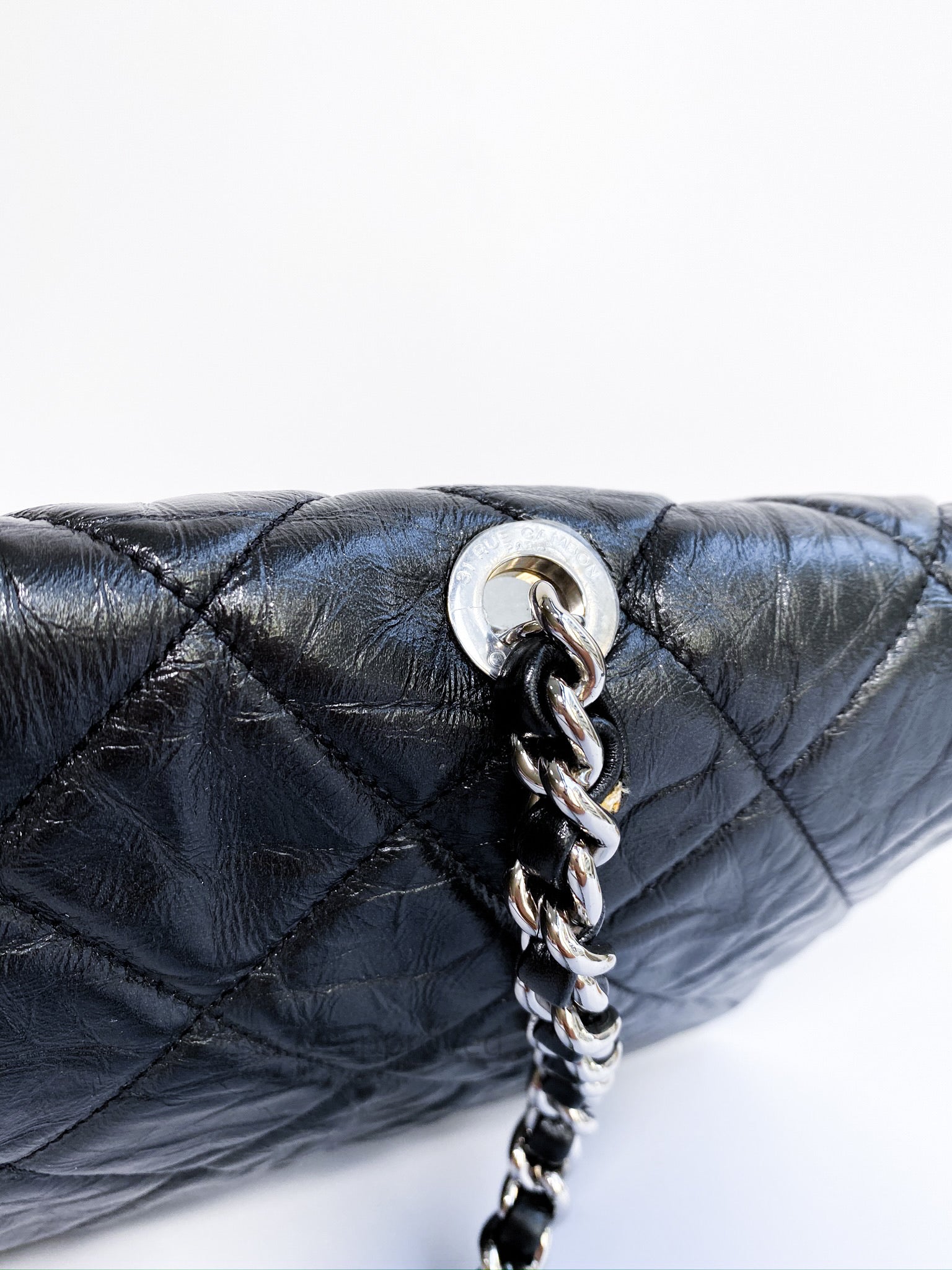 Chanel Running Chain Around Flap Bag Quilted Crumpled Calfskin Medium