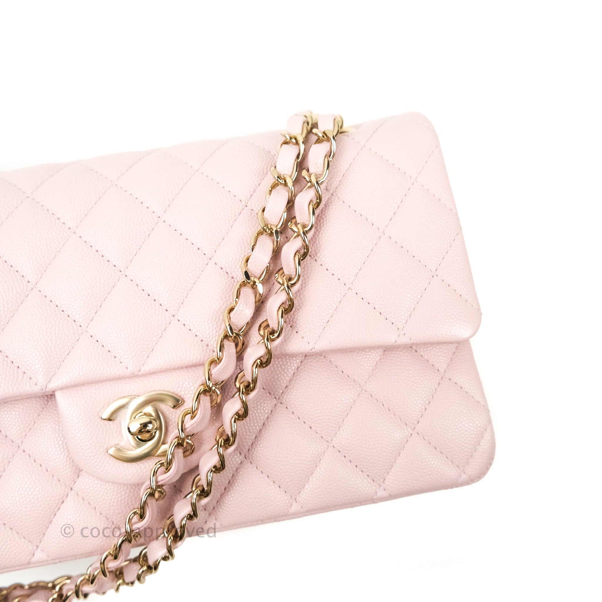 Chanel Classic Flap Bag Medium in Rose Clair Pink 22K Lambskin Champagne  Gold HW in 2023