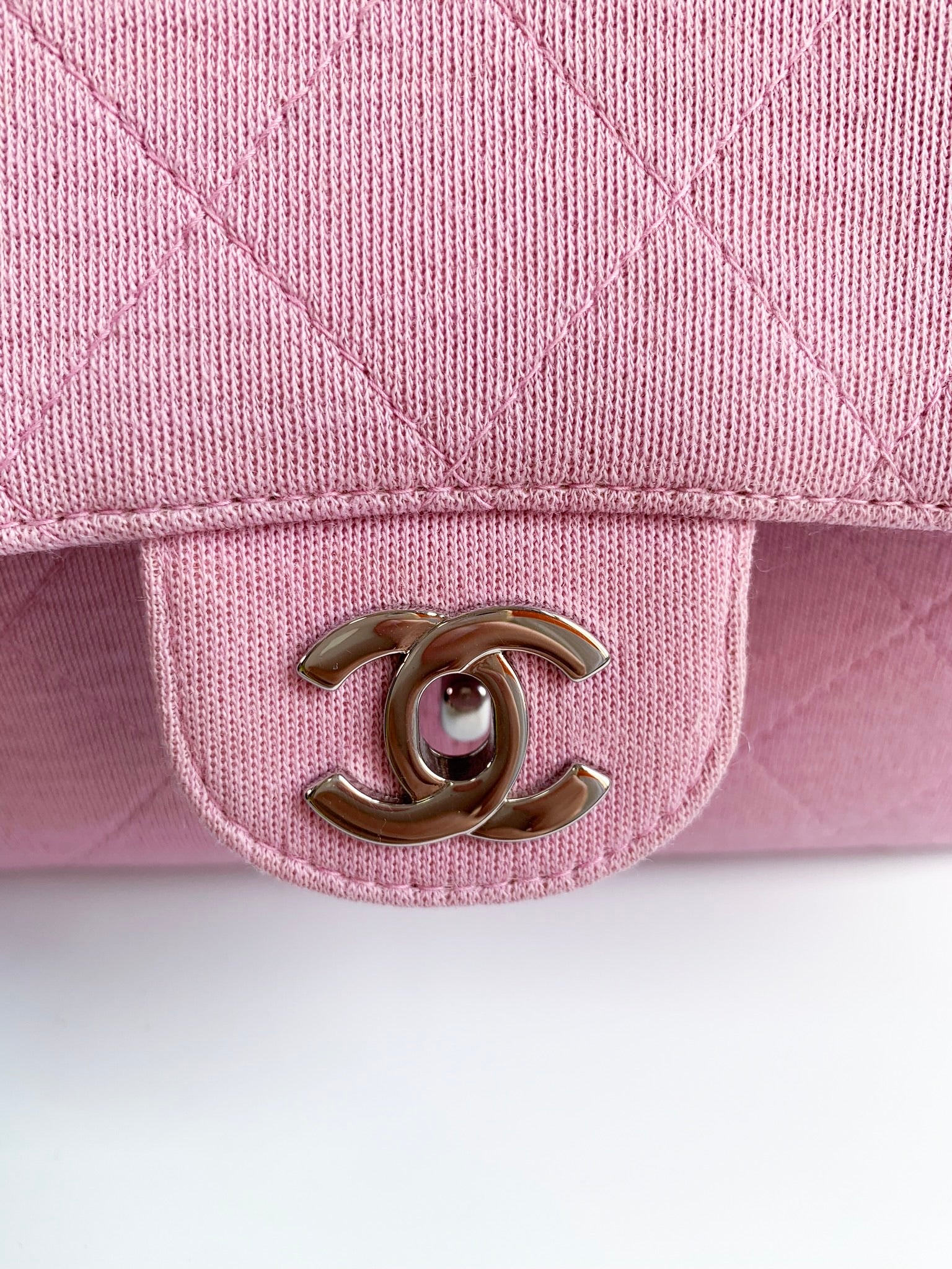 Chanel Vintage Medium Classic Single Flap Bag Quilted Jersey Pink SHW –  Coco Approved Studio