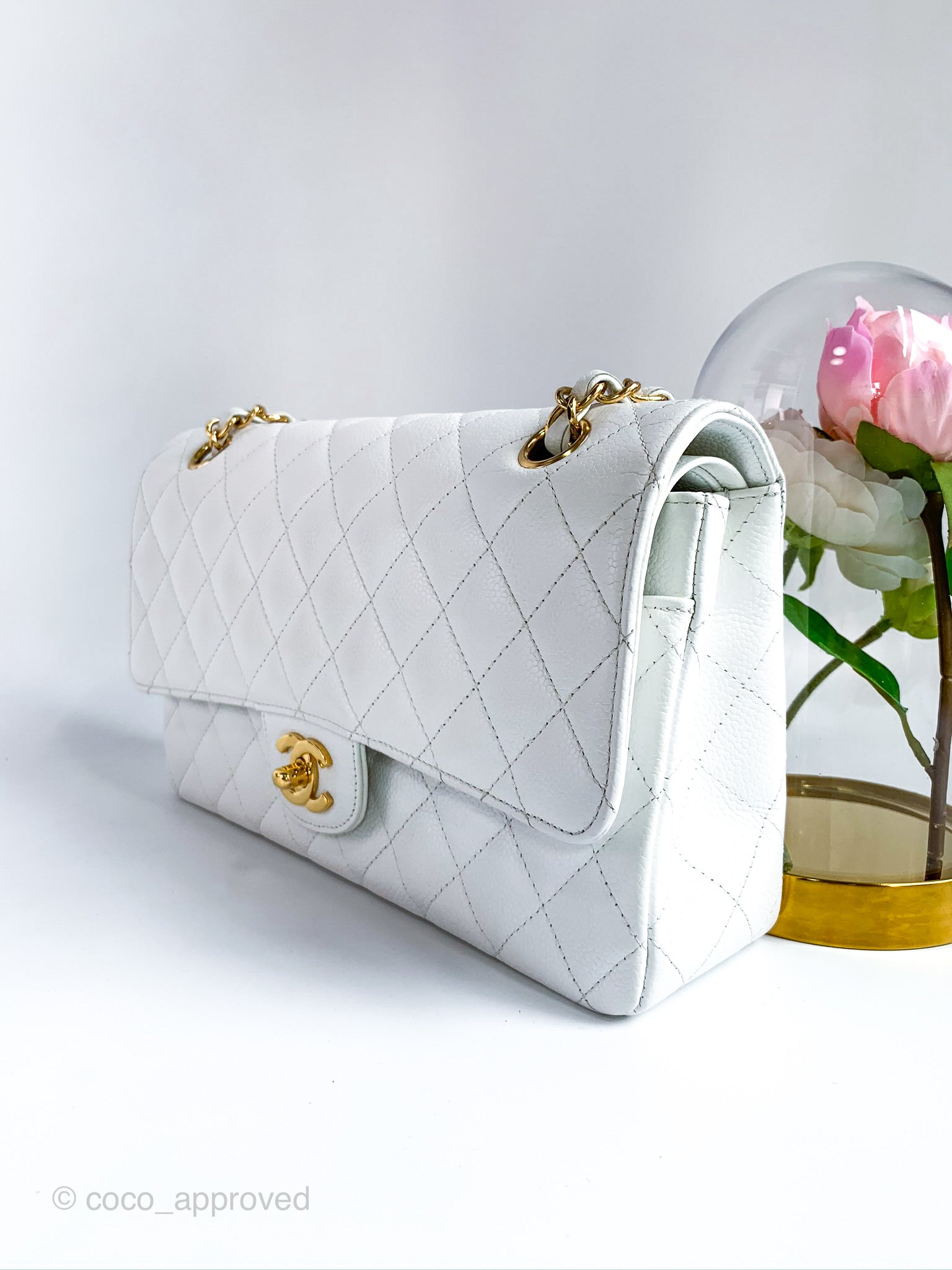 Authentic Chanel Caviar White (GST) – Classic Coco Authentic Vintage Luxury