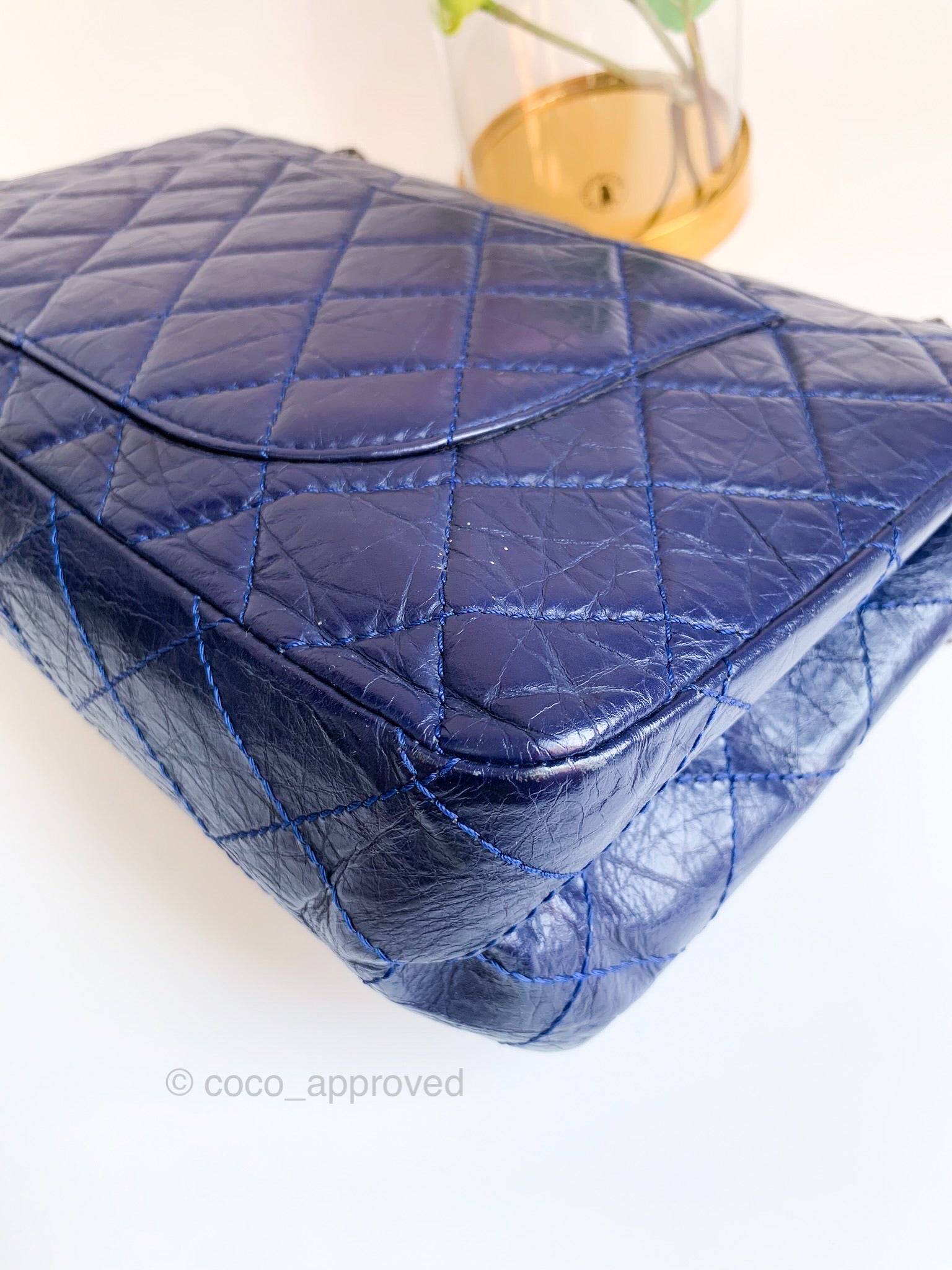Chanel Navy Quilted Distressed Calfskin Chain Flap - Ann's