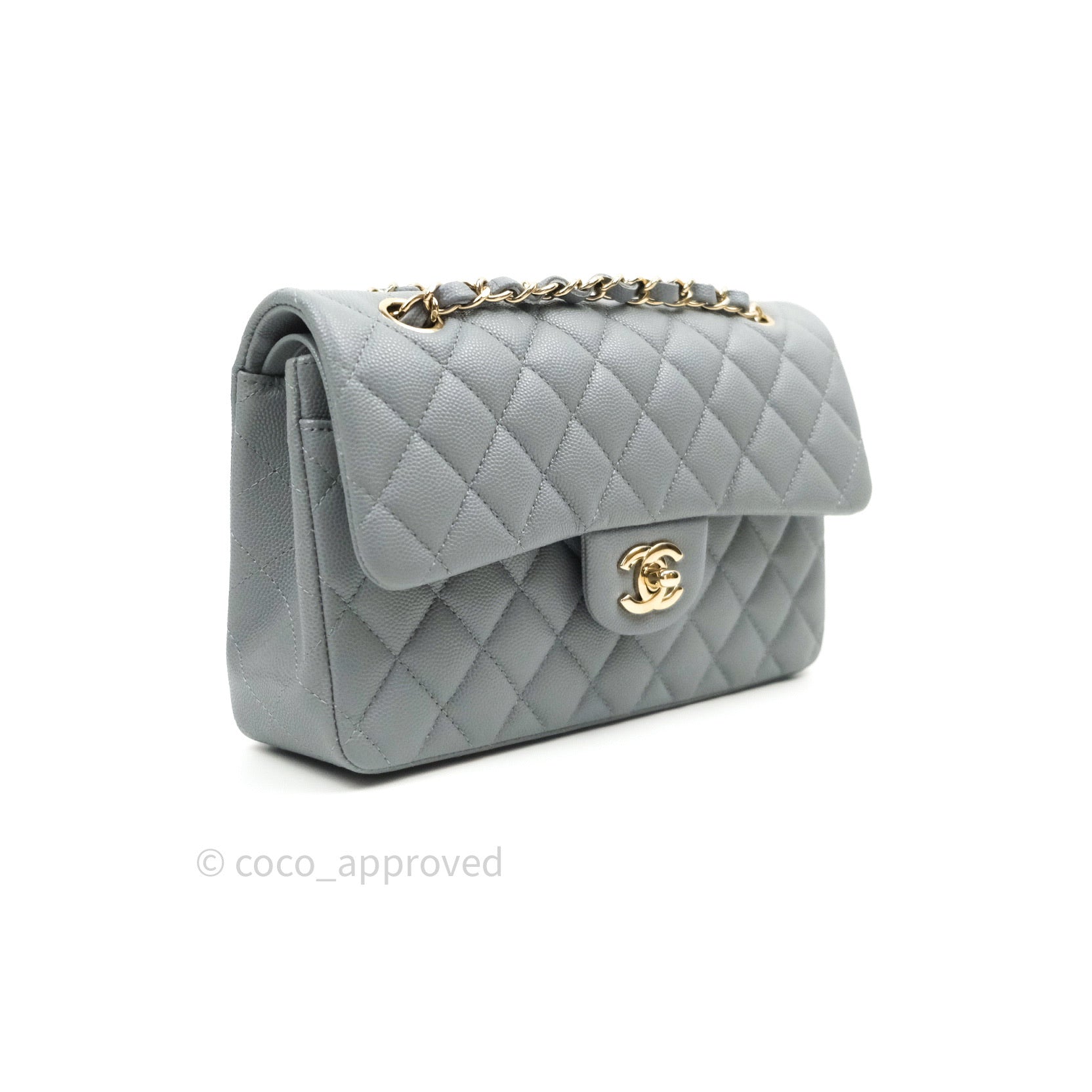 Chanel 22K Small Flap Bag with Top Handle trắng da caviar GHW best quality