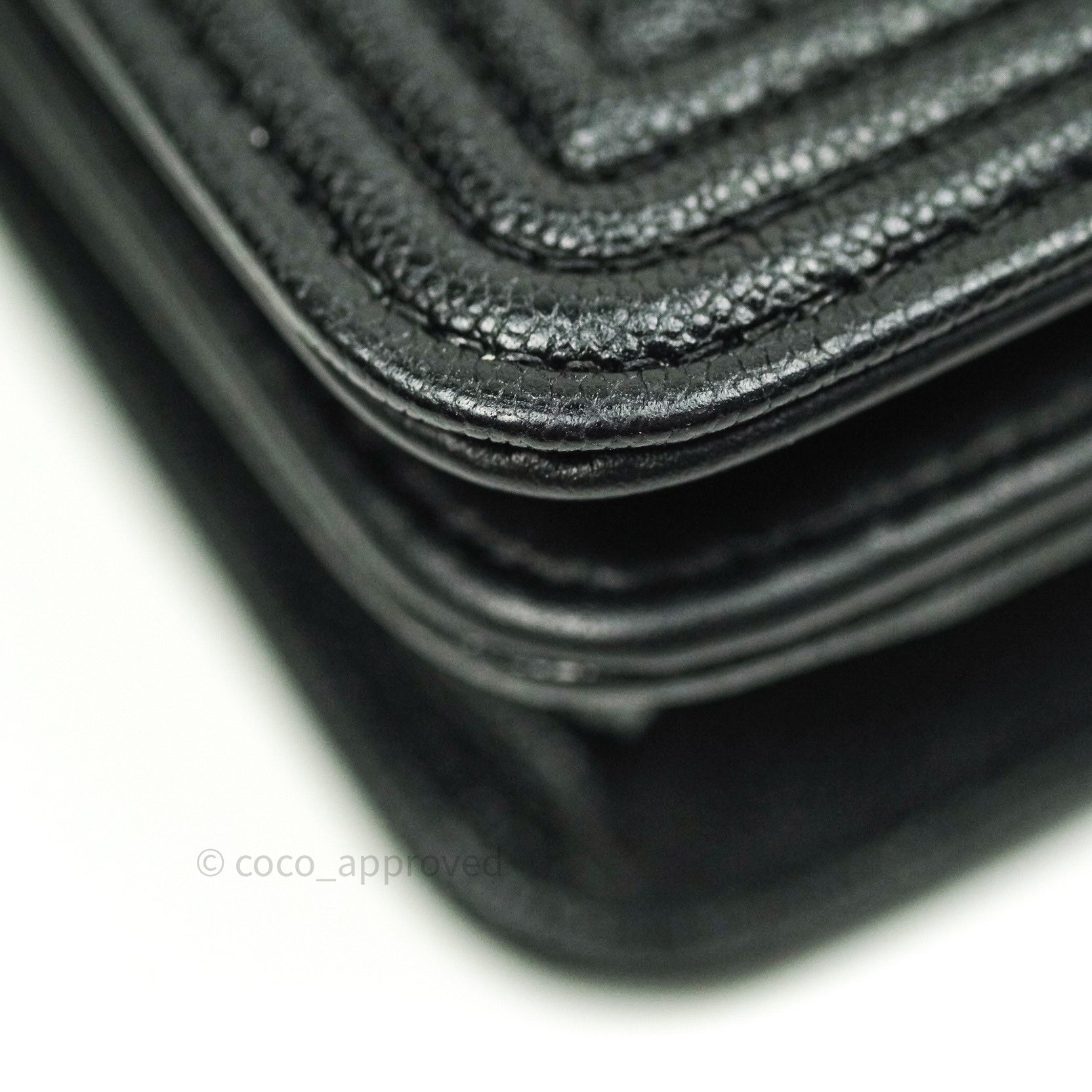 New Chanel Black Caviar Chevron Charms WOC Wallet on Chain Flap