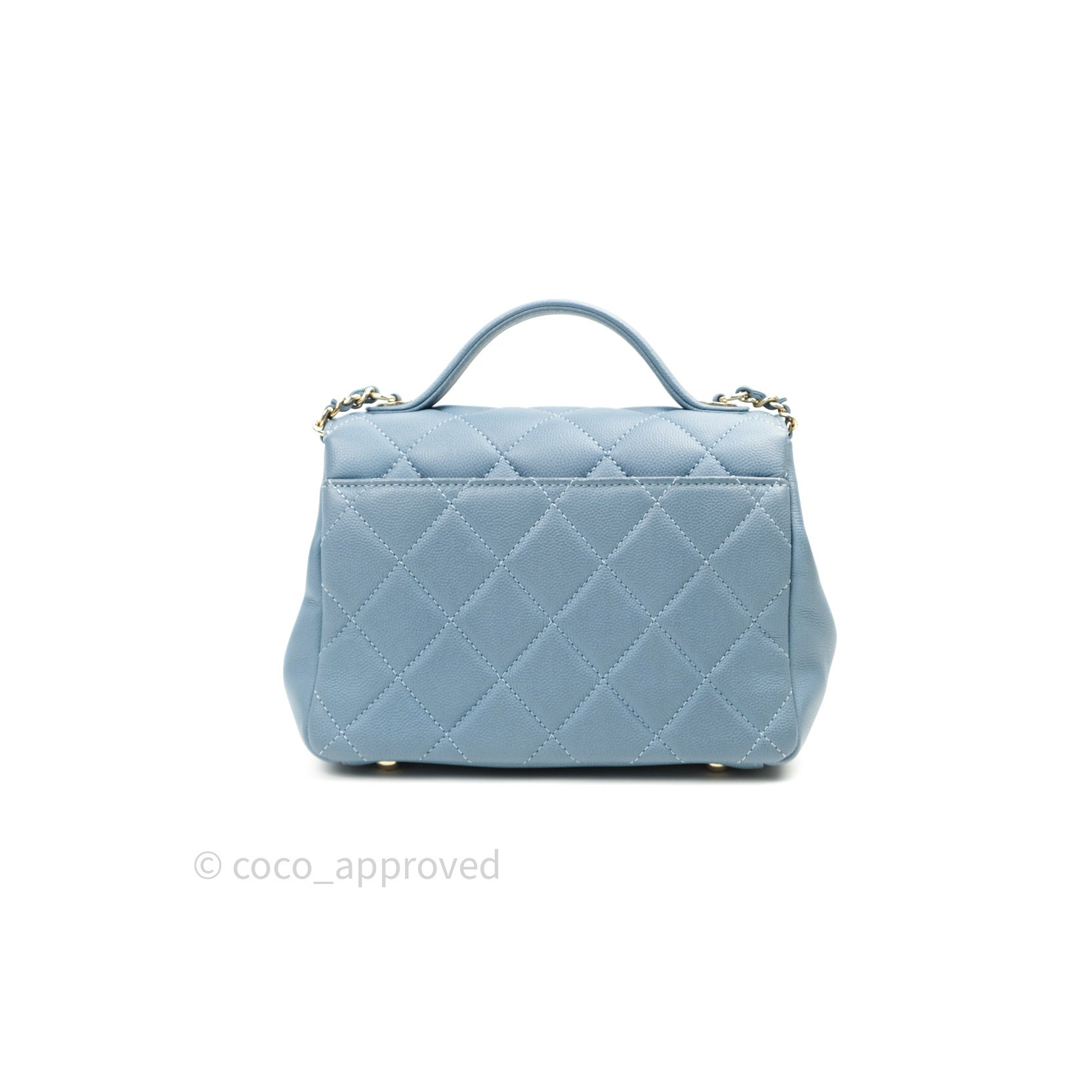 Chanel Caviar Quilted Small Business Affinity Flap Blue Light Gold Har –  Coco Approved Studio