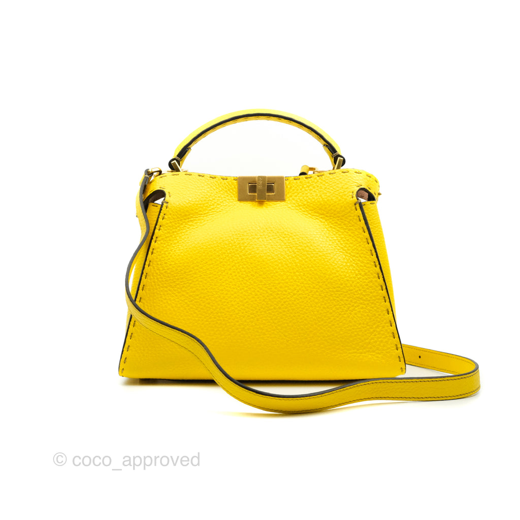 Fendi Small Peekaboo Iseeu Yellow Grained Leather Gold Hardware