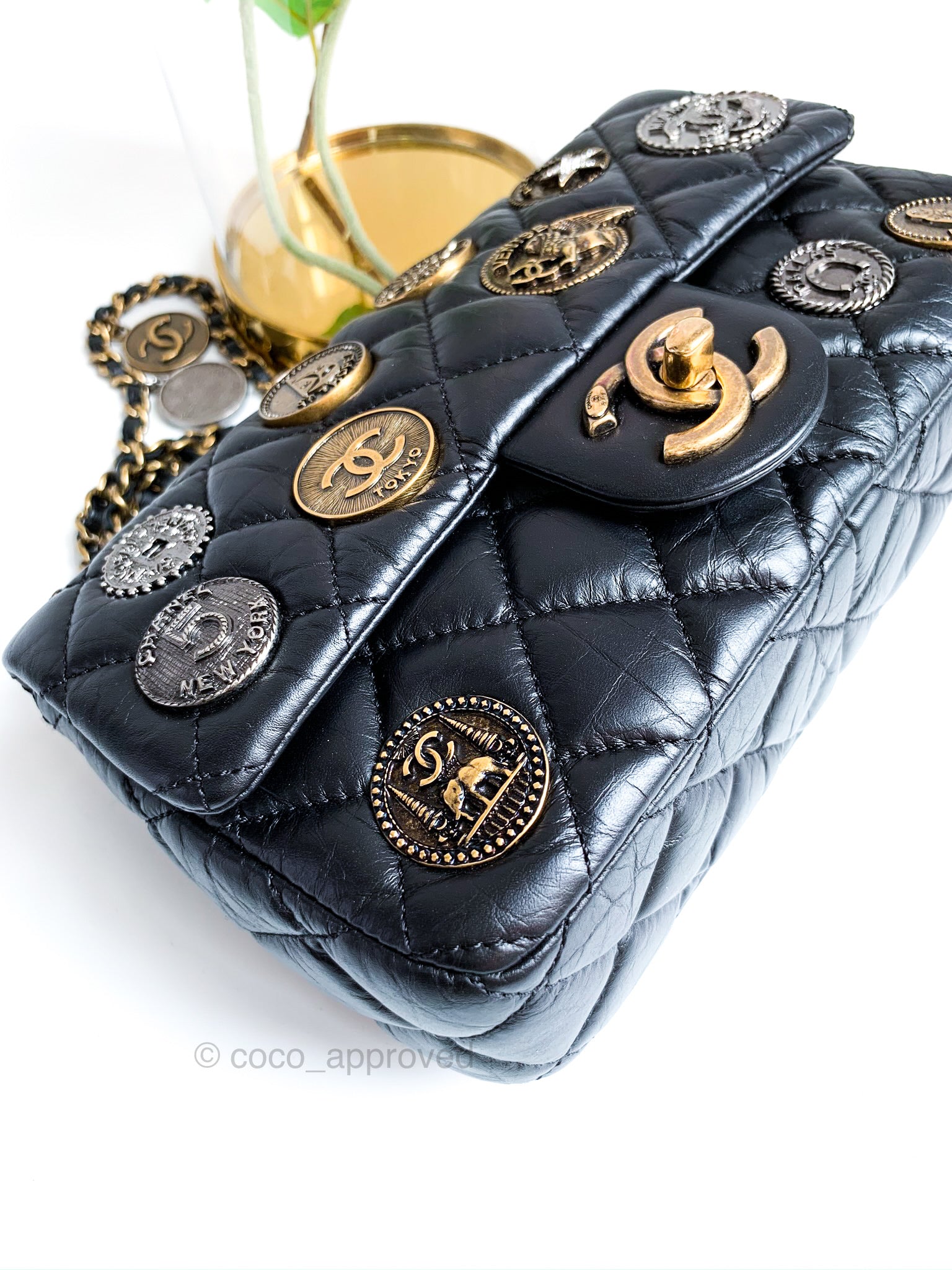 Chanel Limited Edition Aged Calfskin Quilted Mini Medallion Flap