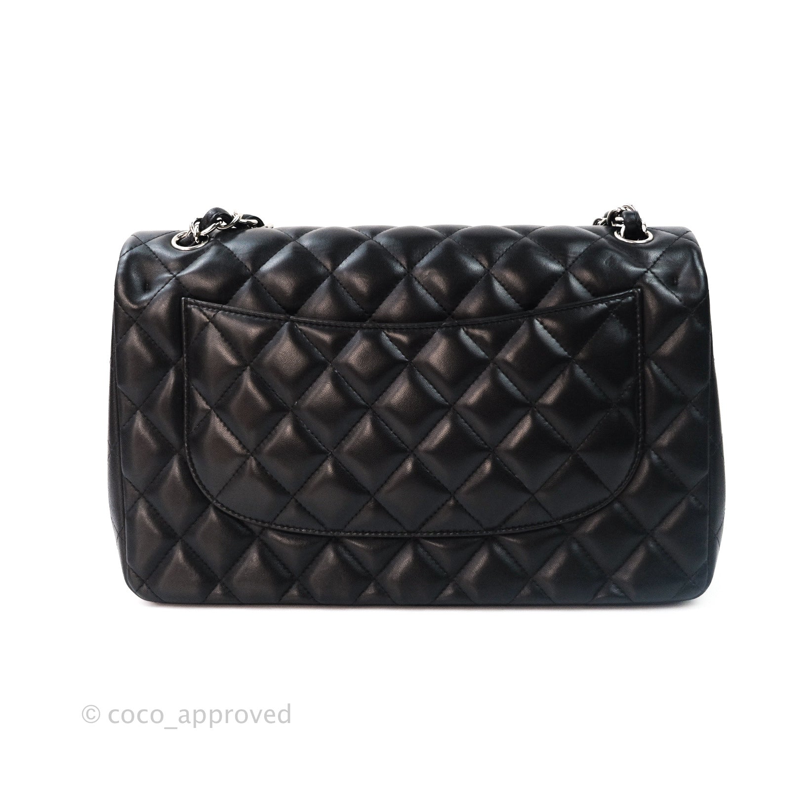 Pre-Owned Chanel Jumbo Classic Double Flap Bag SO Black Lambskin Black  Hardware