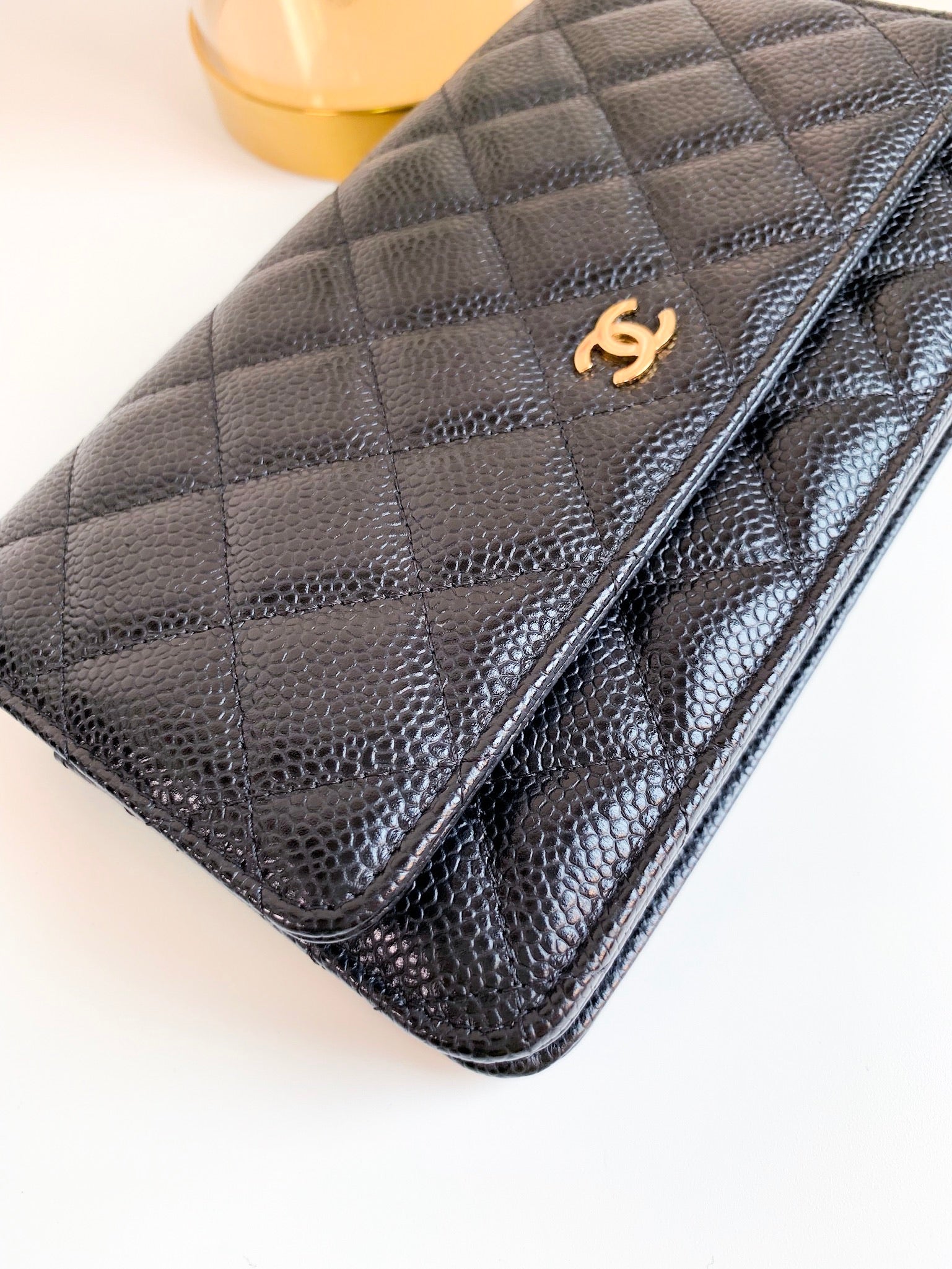 Chanel Classic Wallet on WOC Black Caviar Gold Hardware⁣⁣ – Studio