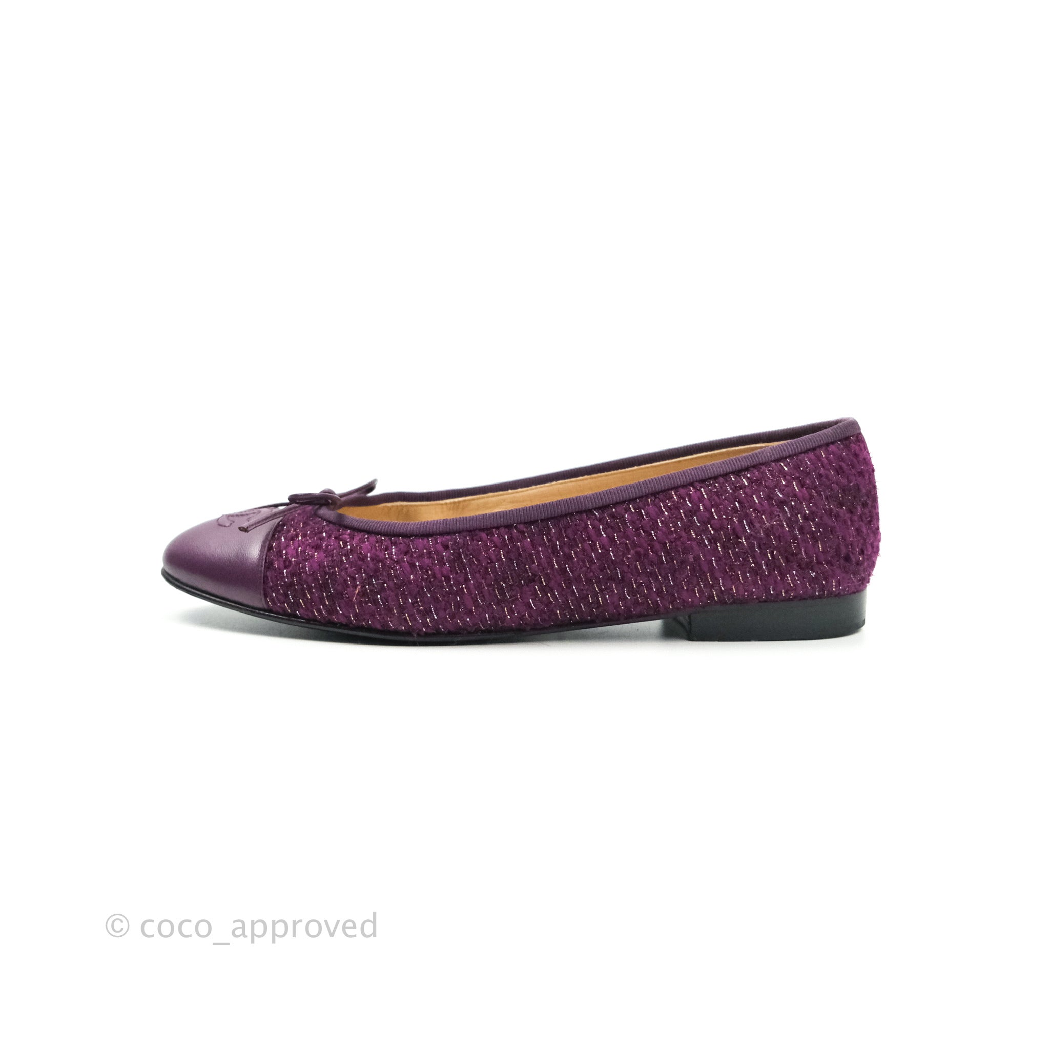 Chanel Ballerina CC Tweed Lambskin Purple Size 38 1/2 – Coco Approved Studio