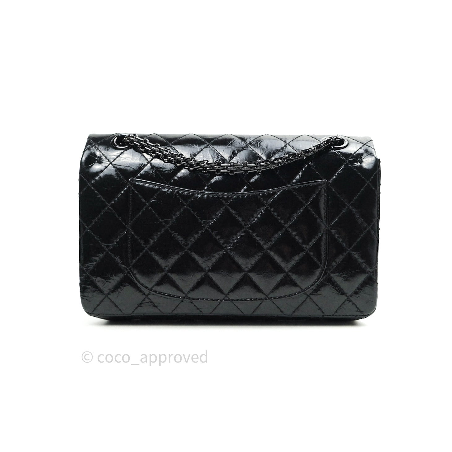 Chanel 2.55 Reissue Glazed Calfskin So Black 225 Black Hardware