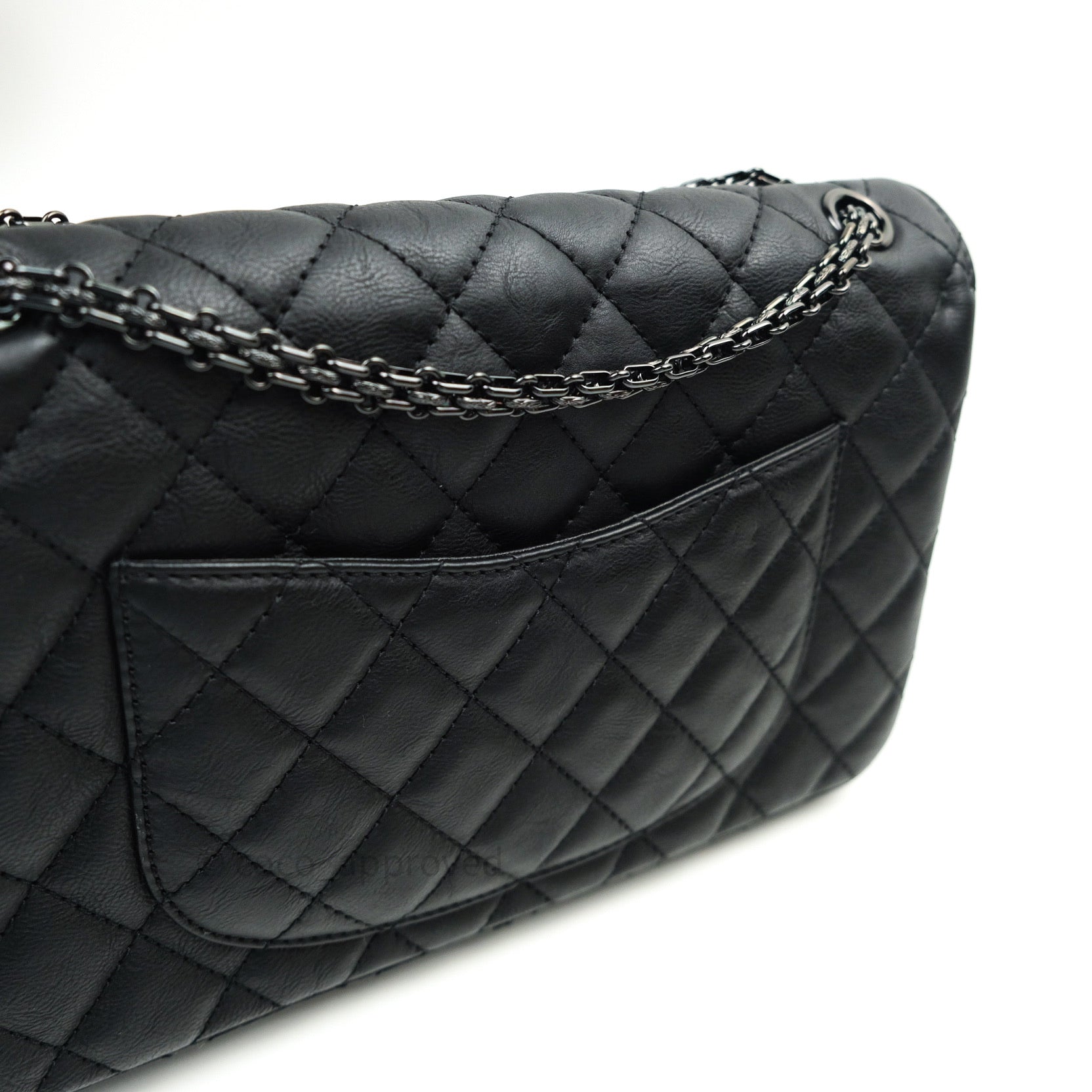 Chanel 2.55 Quilted Reissue 226 Double Flap So Black Crumpled