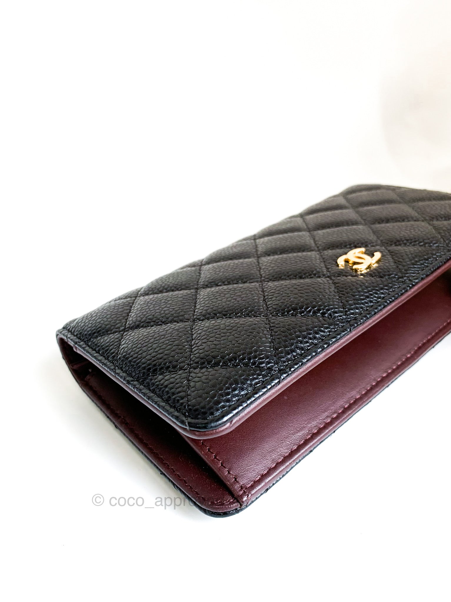 Chanel Chanel Dark Brown Caviar Leather Bifold Long Wallet