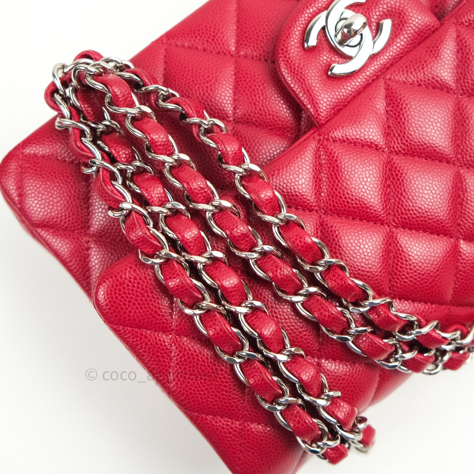 CHANEL Classic Double Flap Jumbo Bag Red Soft Caviar with Silver Hardware  2011 at 1stDibs