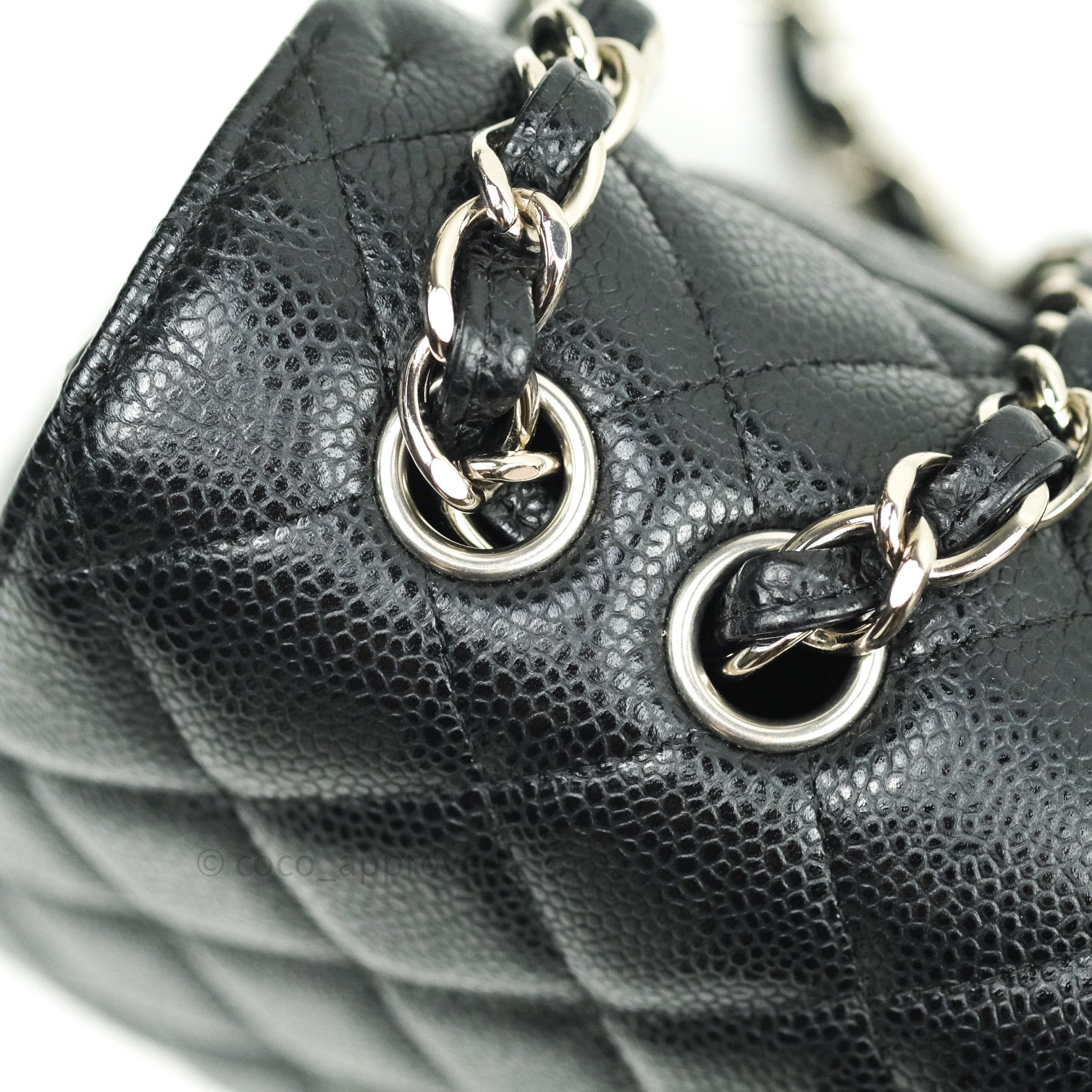 Chanel Classic Quilted Jumbo Single Flap Black Caviar Silver