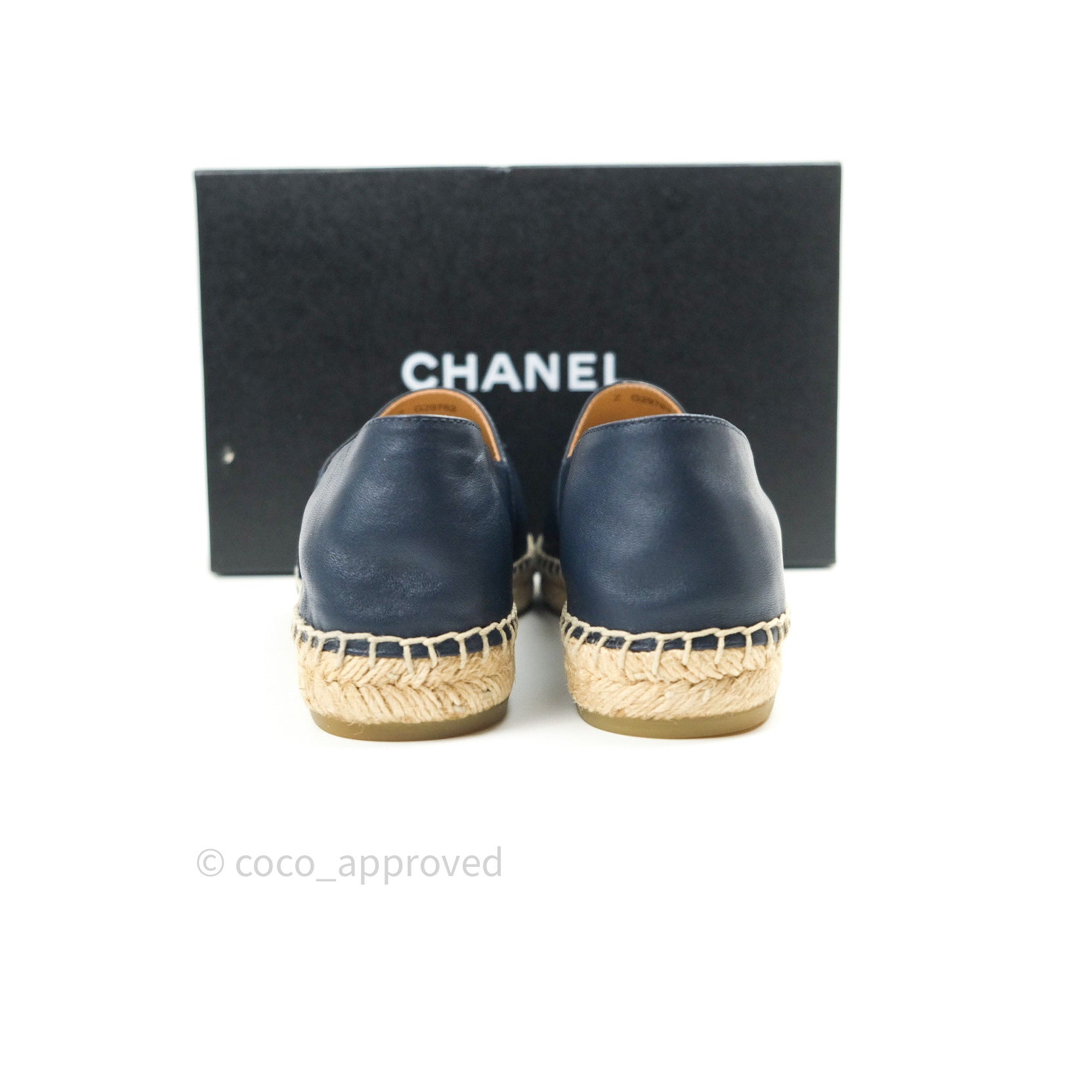 Chanel Espadrille Navy Black Leather Size 39 – Coco Approved
