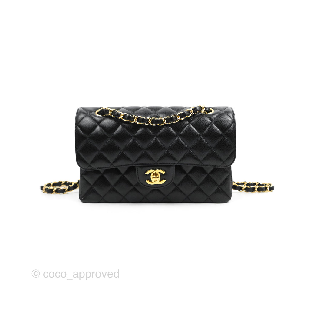 Chanel Quilted Small Classic Flap Black Caviar Gold Hardware