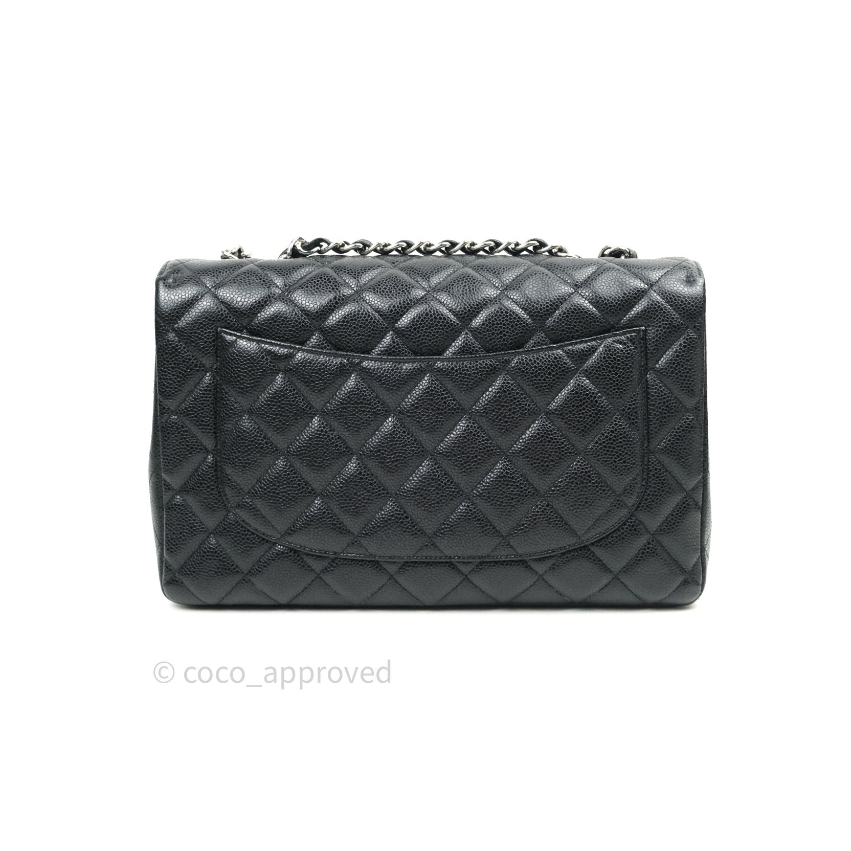 Chanel Classic Quilted Jumbo Single Flap Black Caviar Silver