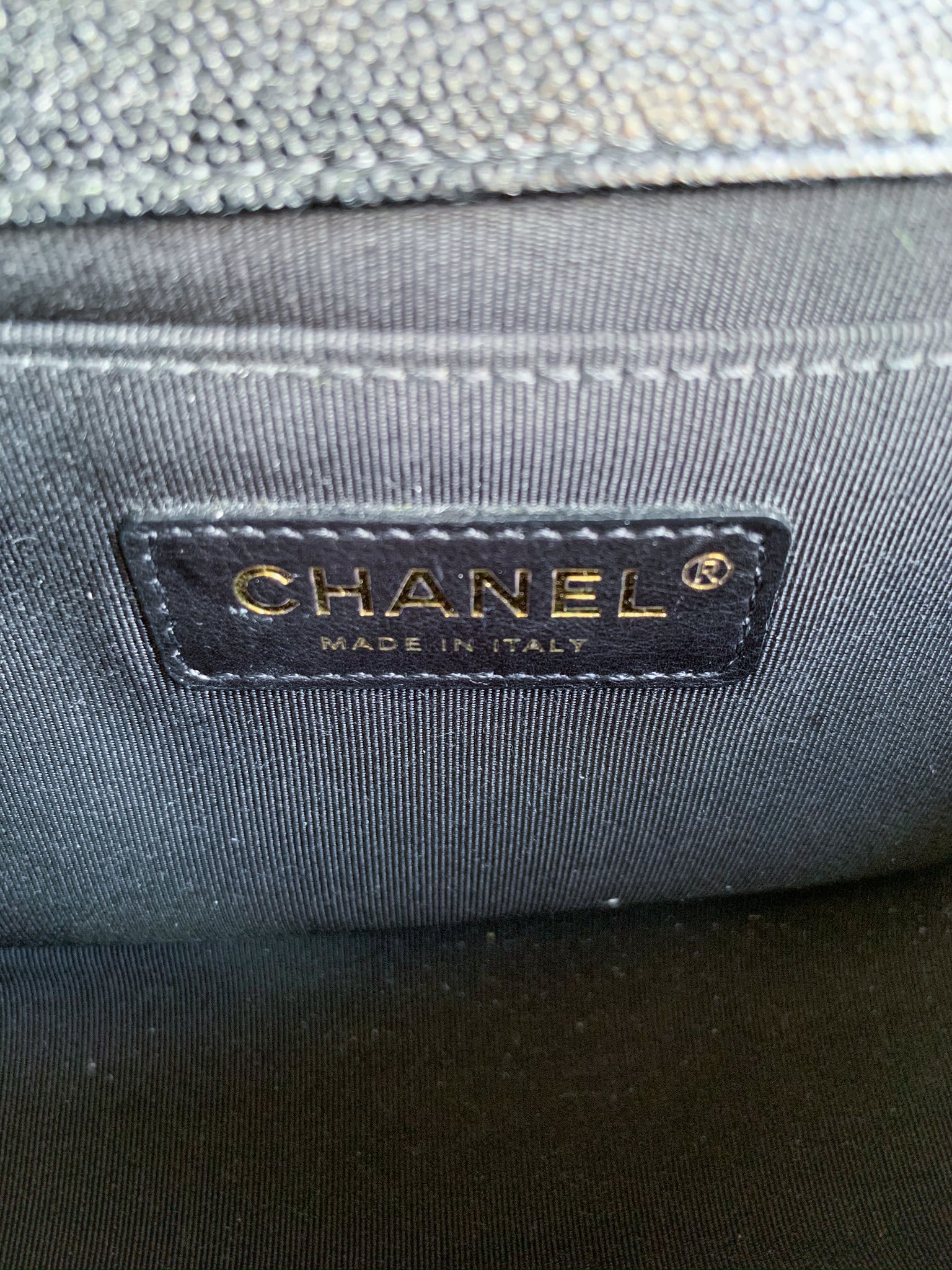 Chanel Boy Old Medium, Black Chevron Caviar with Gold Hardware, Preowned in  Box WA001