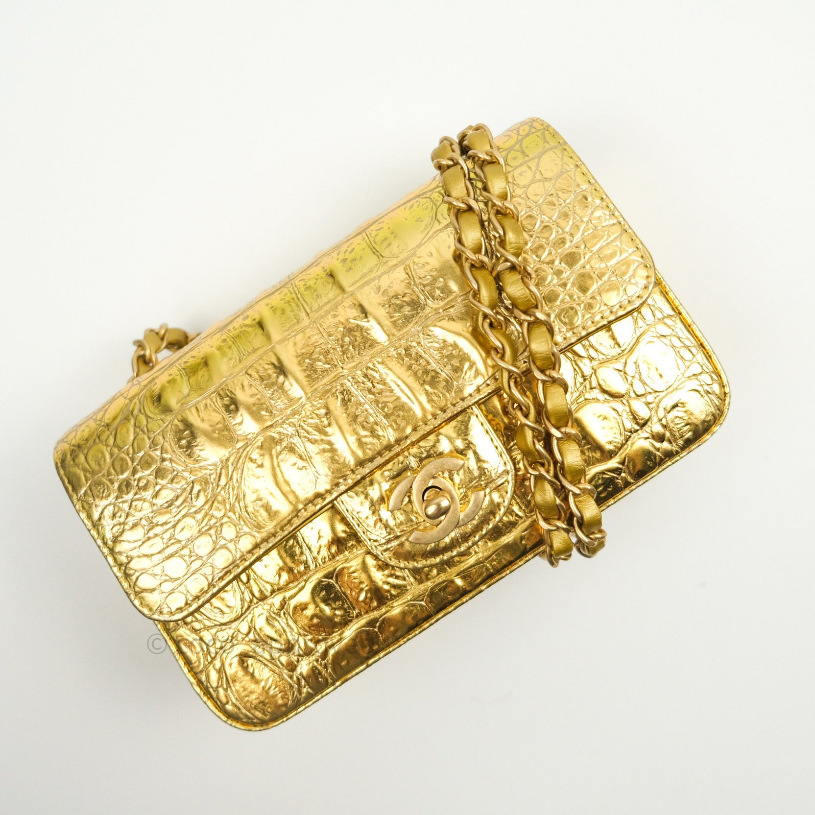 Chanel Vintage Beige Crocodile Mini CC Button Flap Bag Gold Hardware,  1986-1988 Available For Immediate Sale At Sotheby's