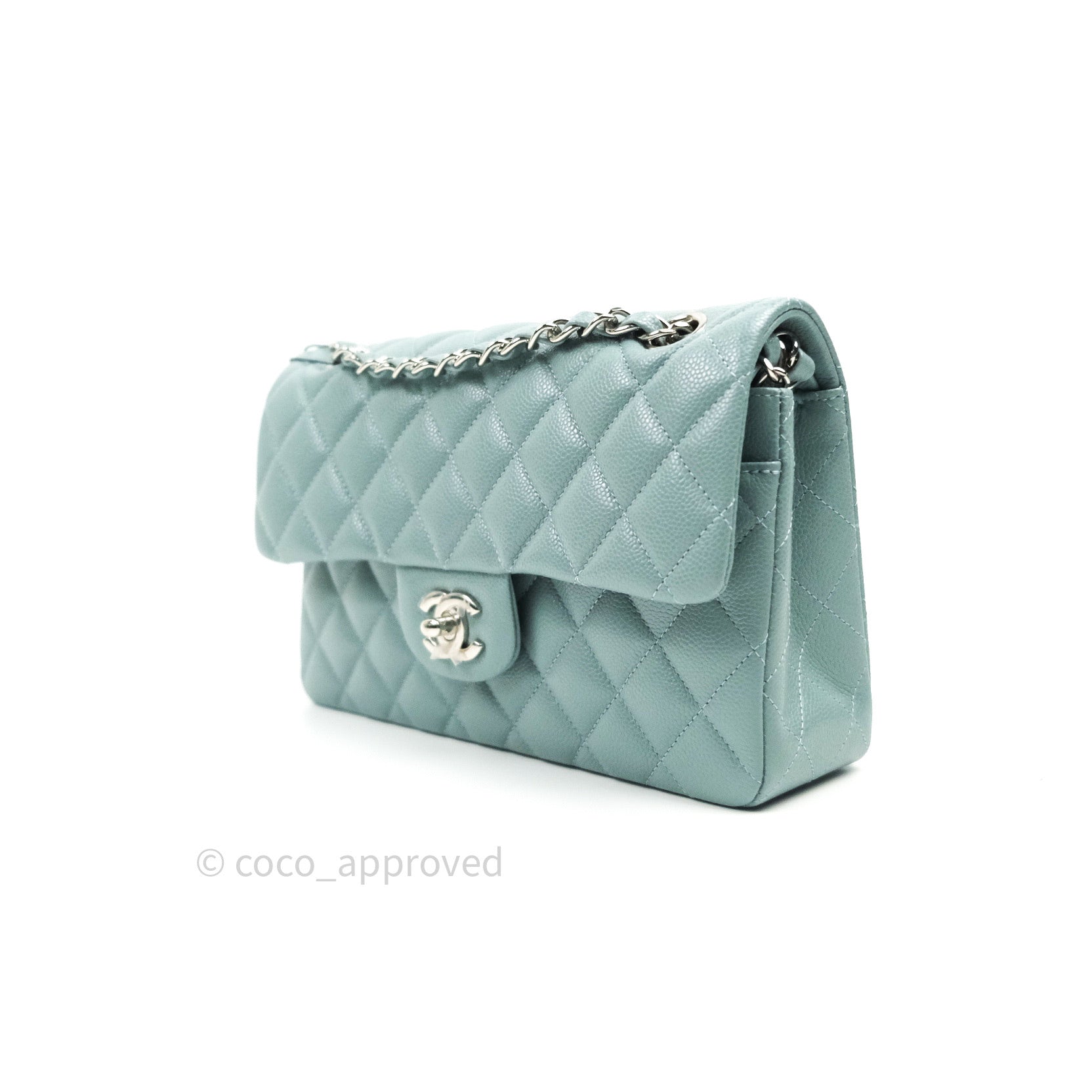 Chanel Classic M/L Medium Double Flap Bag Pink Caviar Silver