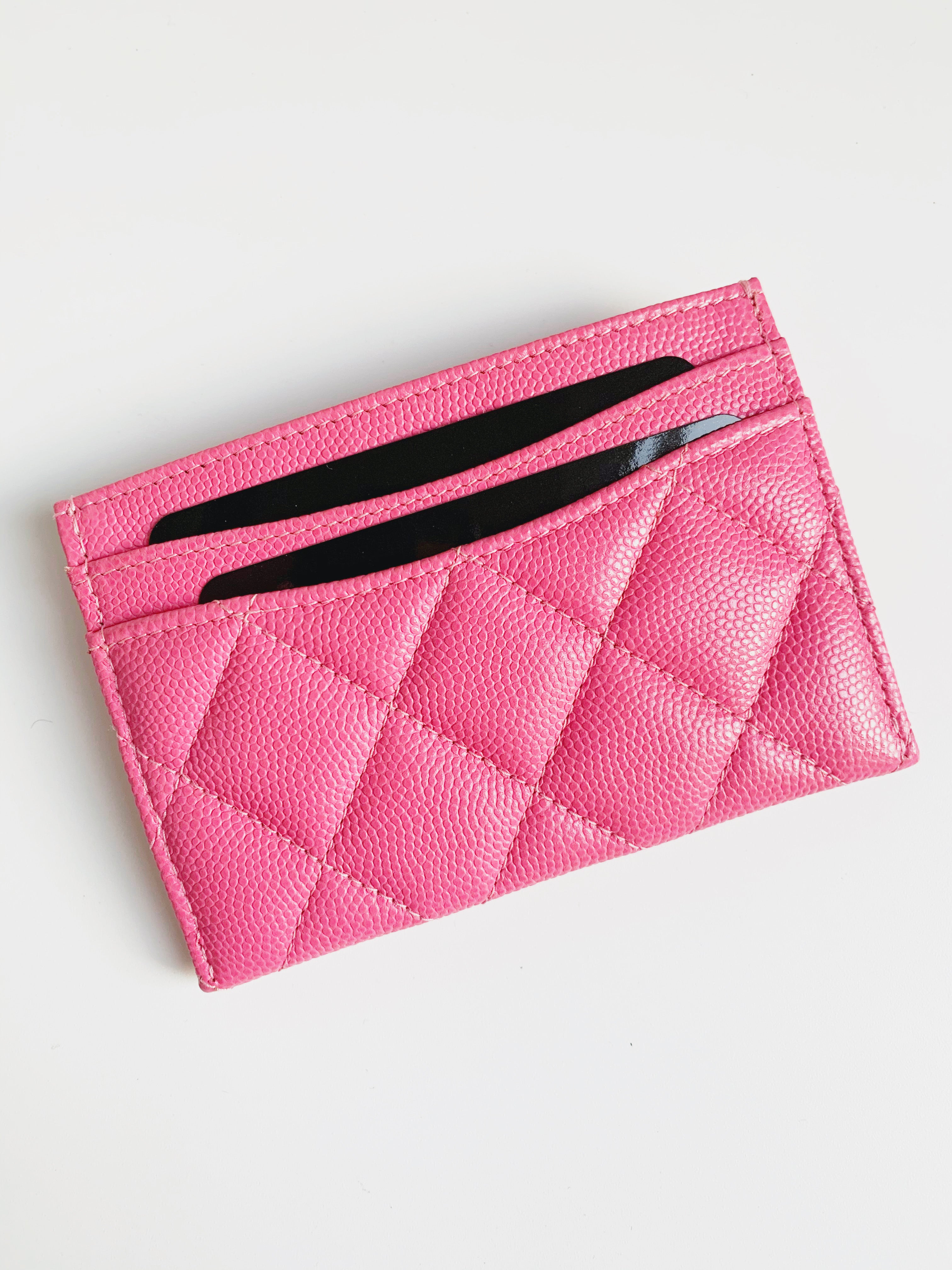 Chanel Quilted Card Holder Pink Light Gold Approved Studio