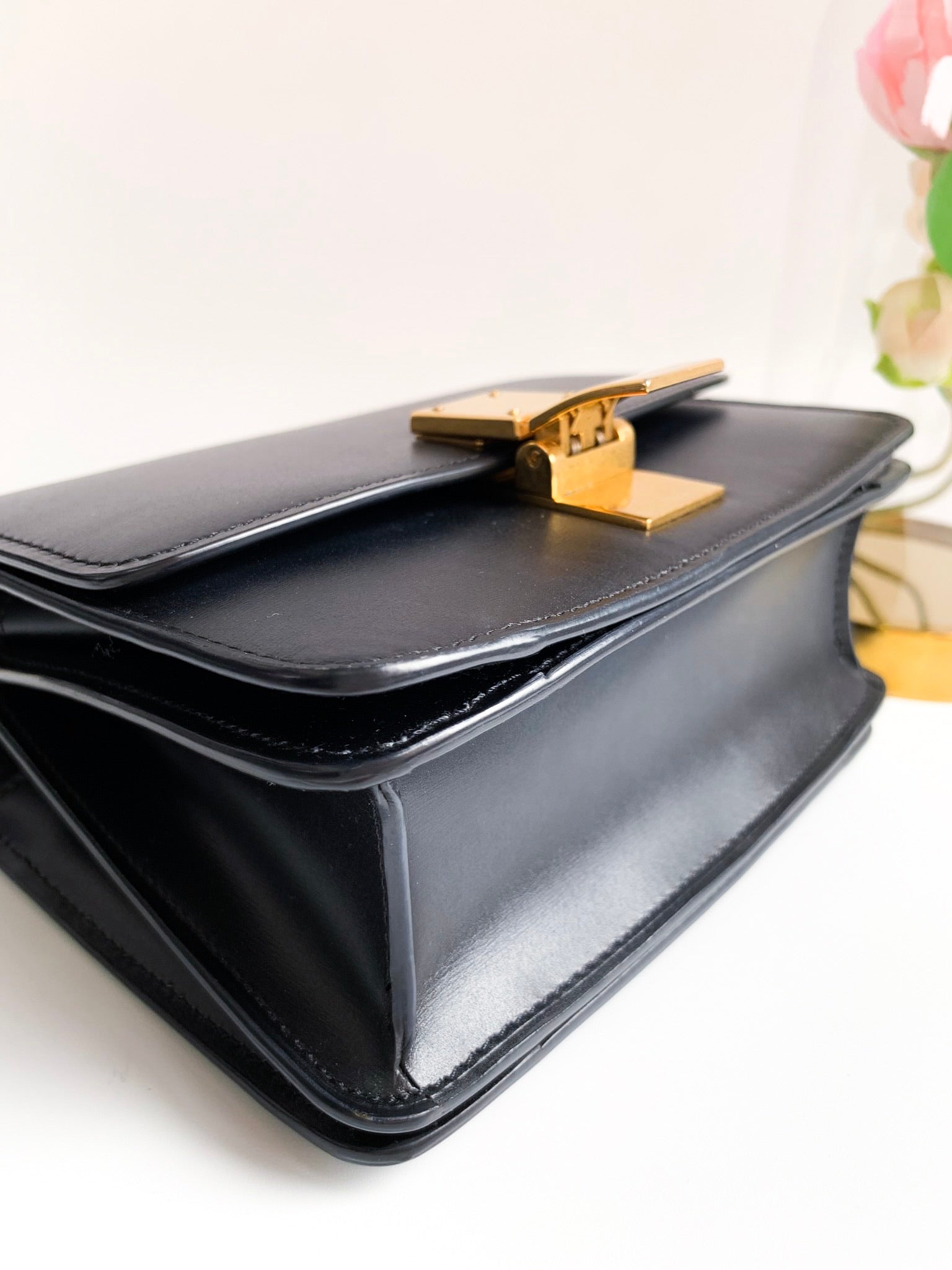 CELINE Small C Bag in Polished Black Calfskin – COCOON