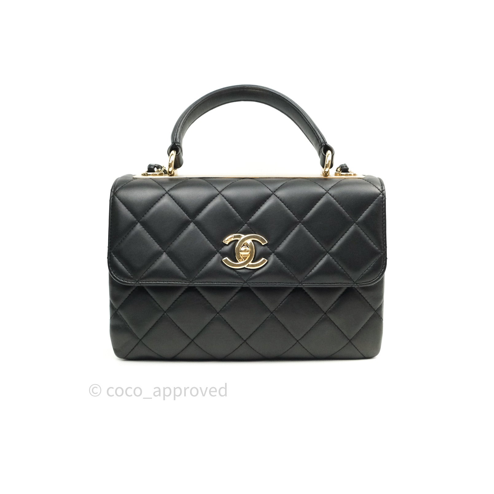 Sold-CHANEL Lambskin Mini Rectangular with Top Handle black/ Gold