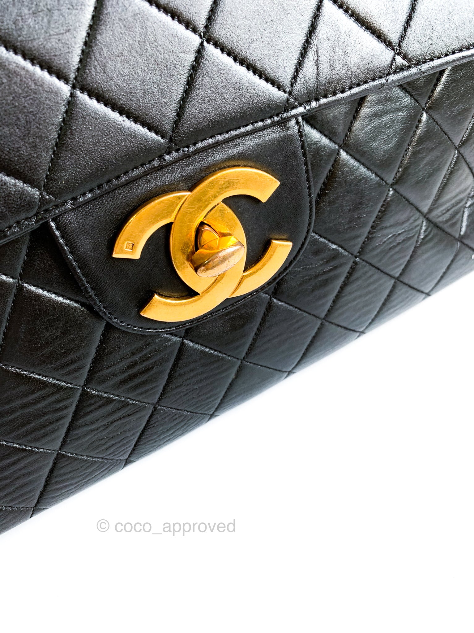 Chanel Vintage Jumbo Black Lamb Single Flap 24K Gold plated hdw - Designer  WishBags