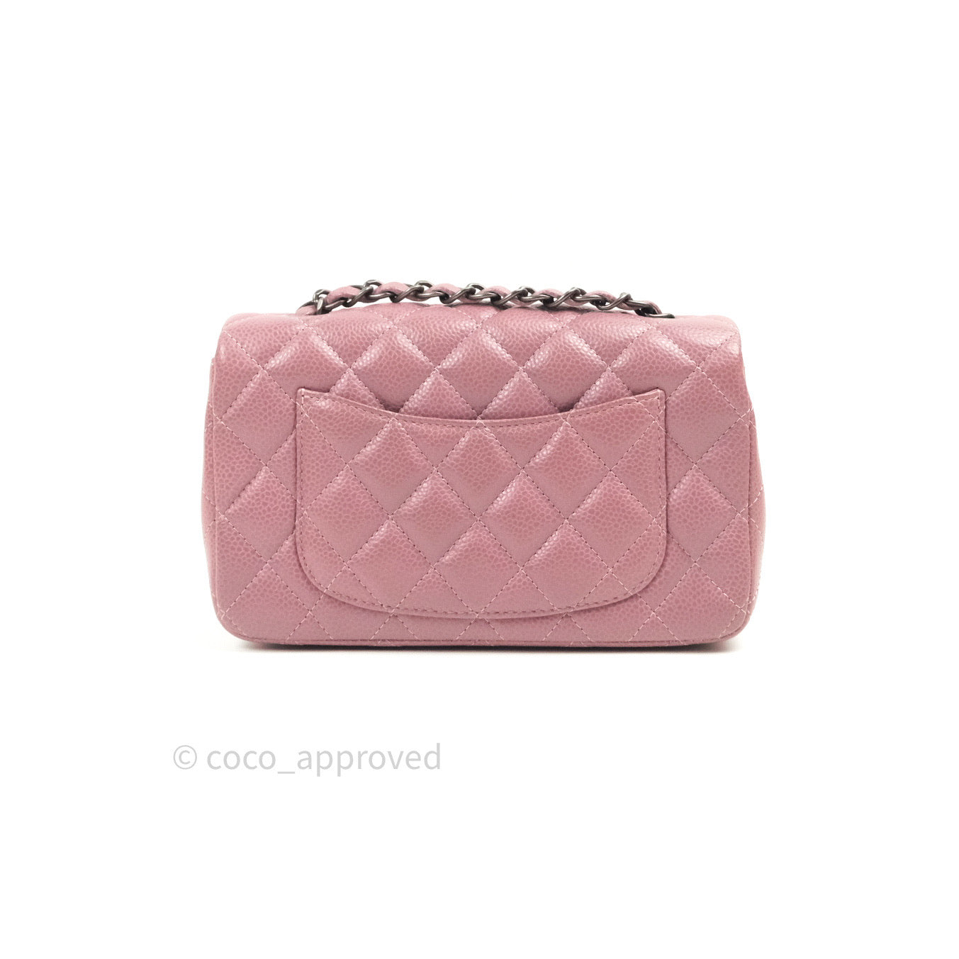 Chanel Quilted Mini Rectangular Mauve Pink Caviar Ruthenium