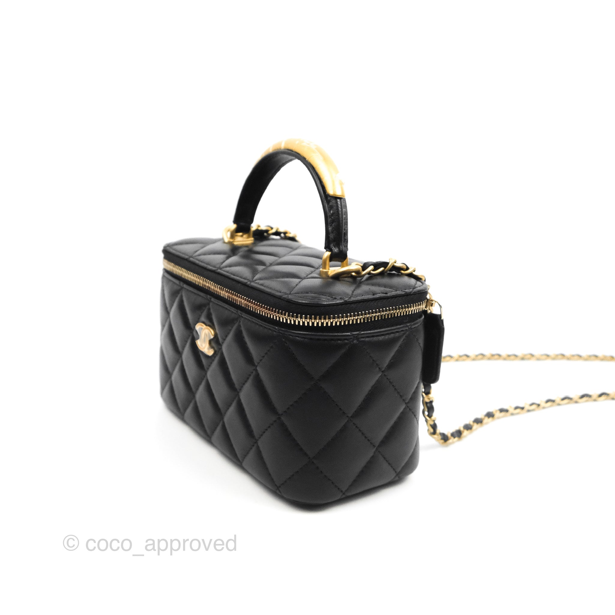 Chanel Gold/Black Quilted Metal Lambskin Leather 2021 Golden Plate Mini  Vanity Bag Chanel | The Luxury Closet