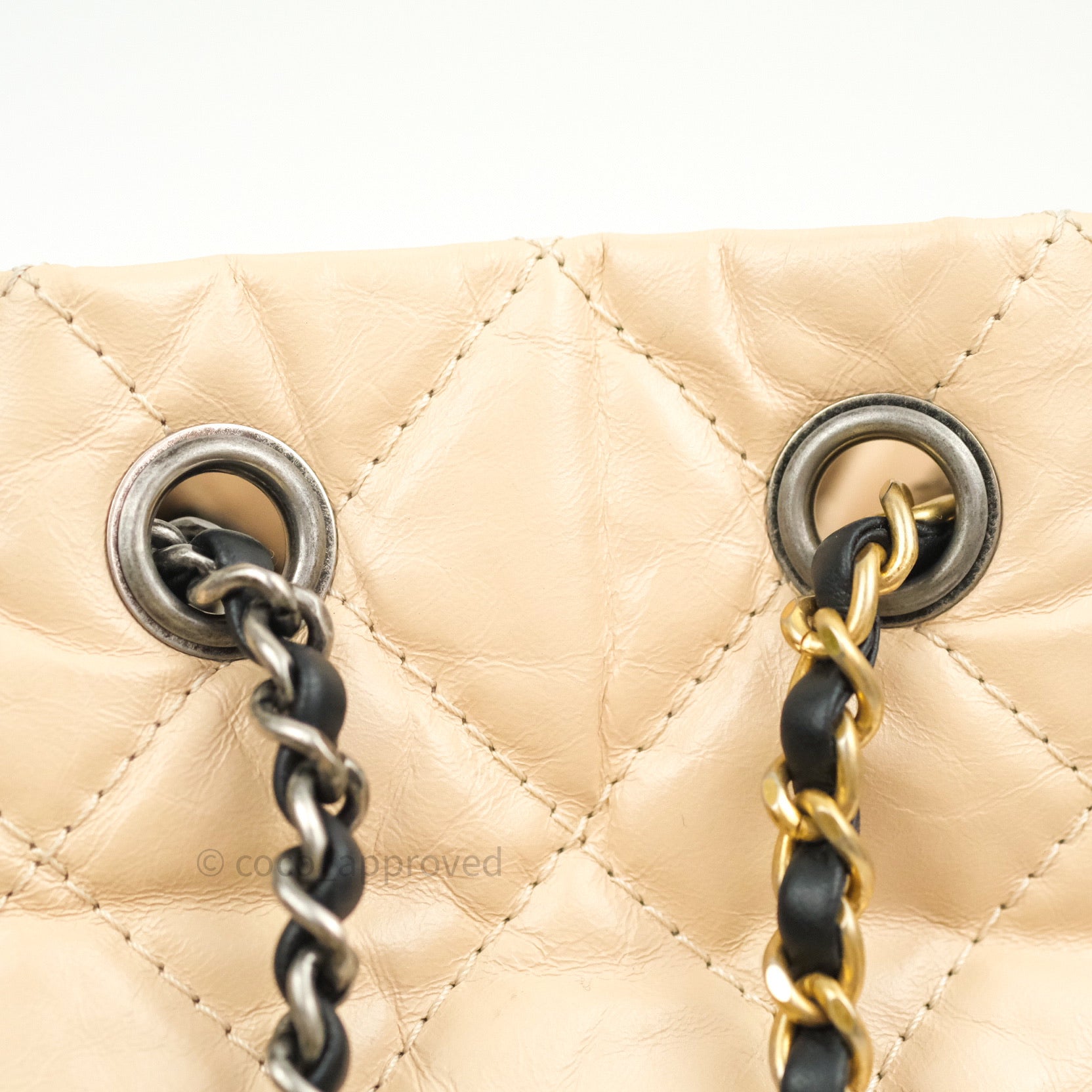 Chanel Small Gabrielle Backpack Beige and Black Aged Calfskin Mixed Ha –  Madison Avenue Couture