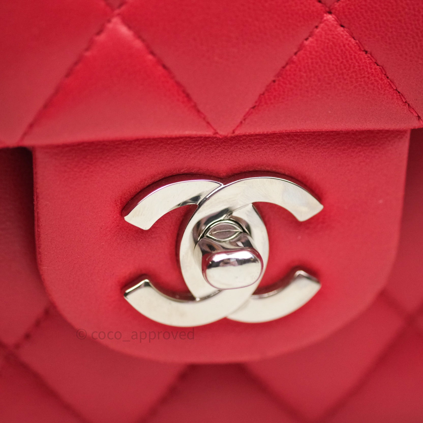 Chanel Classic M/L Medium Double Flap Bag Red Lambskin Silver Hardware – Coco  Approved Studio