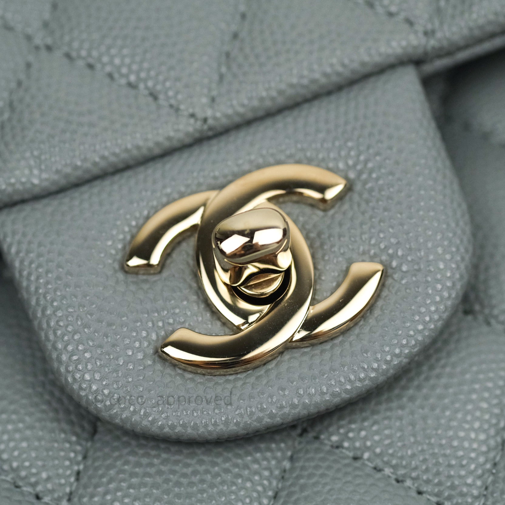 Chanel Classic Small S/M Flap Grey Caviar Light Gold Hardware
