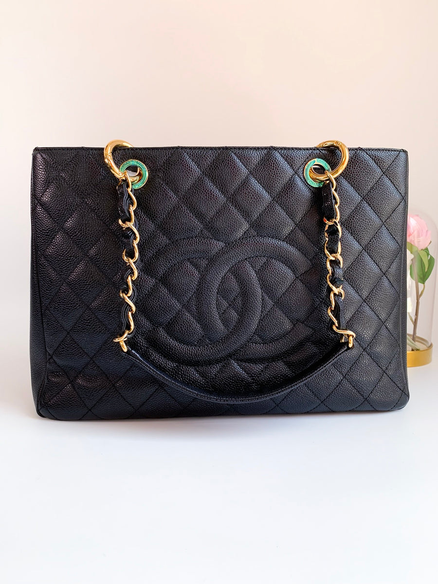 CHANEL GST Grand Shopping Tote in Gold Hardware Caviar Leather Black Series  20, Luxury, Bags & Wallets on Carousell