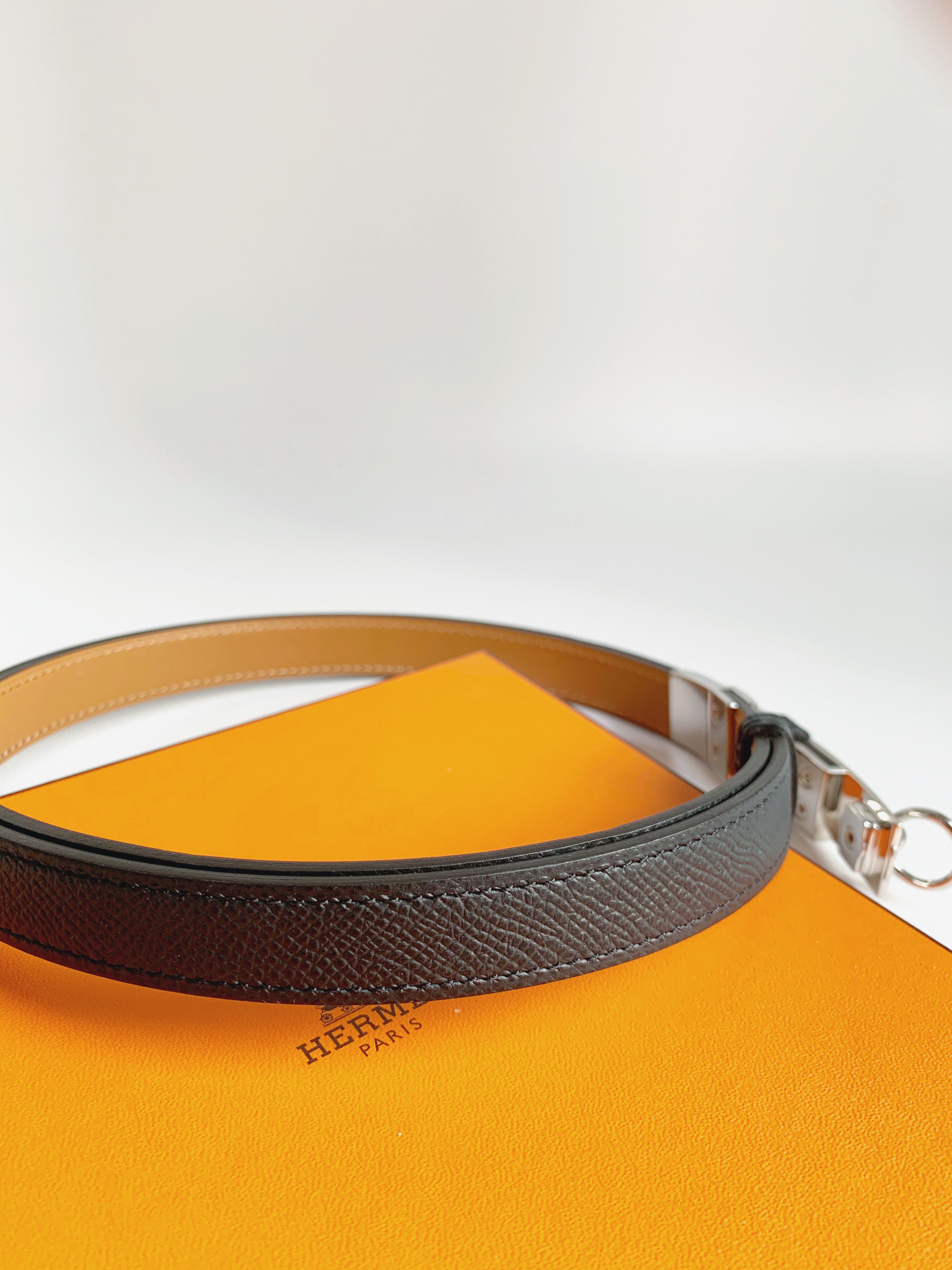 Hermes 40mm Graphite Tadelakt Leather Belt