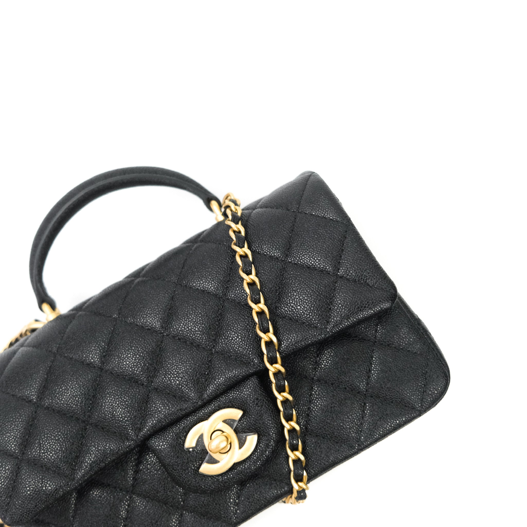 Chanel Top Handle Mini Rectangular Flap Bag Black Grained Calfskin Age – Approved Studio