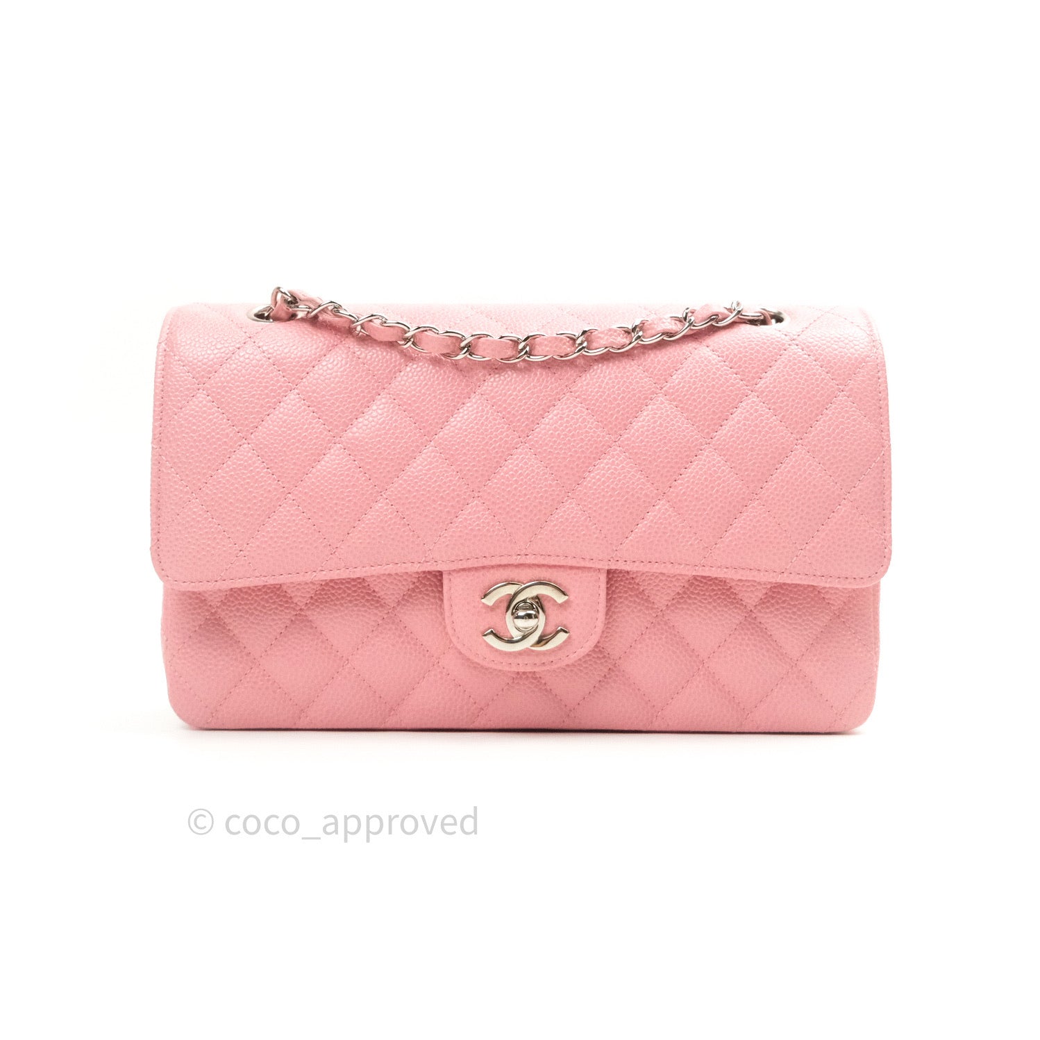 Chanel Classic Medium Double Flap 22P Light Pink Quilted Caviar