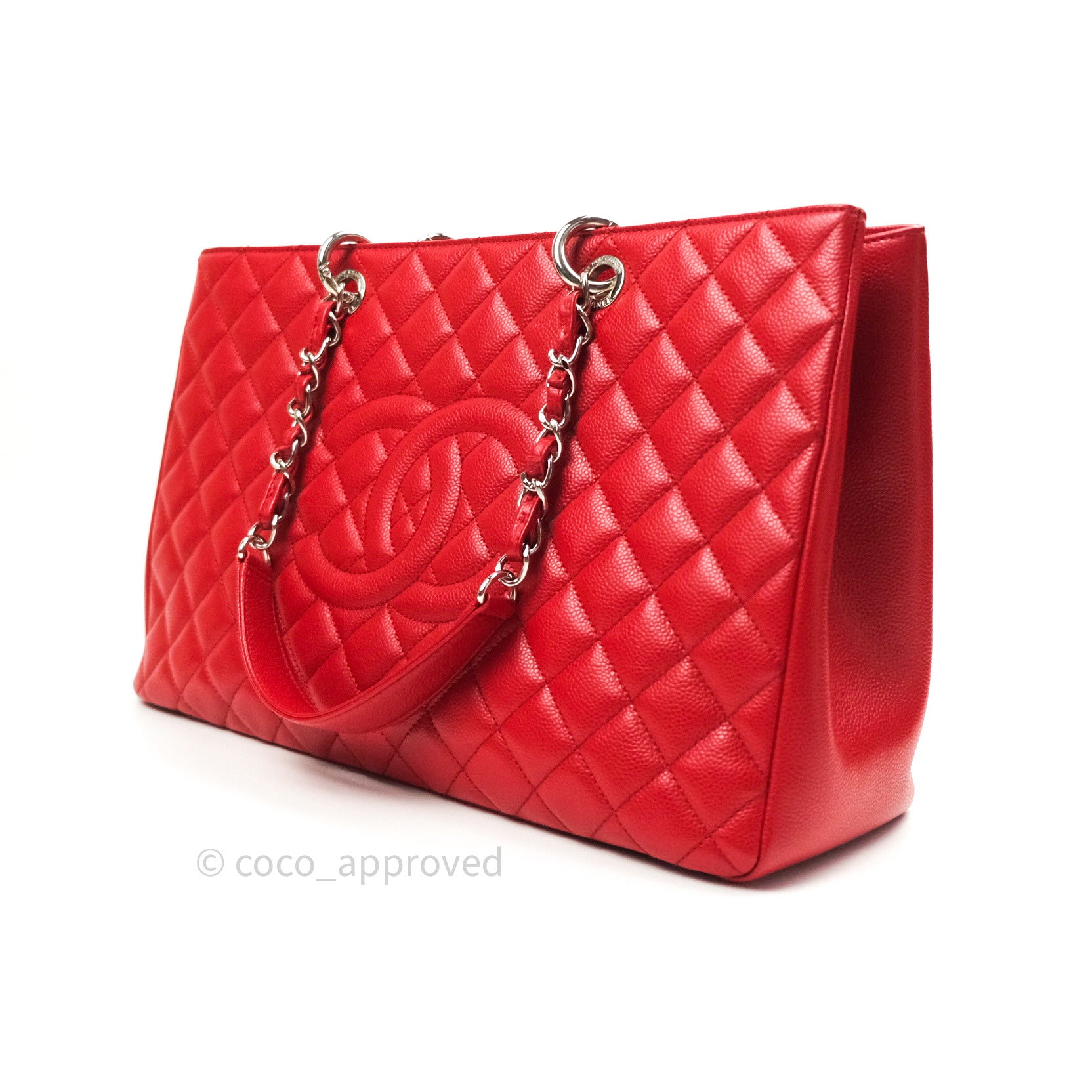 Chanel XL Grand Shopping Tote GST Red Caviar Silver Hardware – Coco  Approved Studio