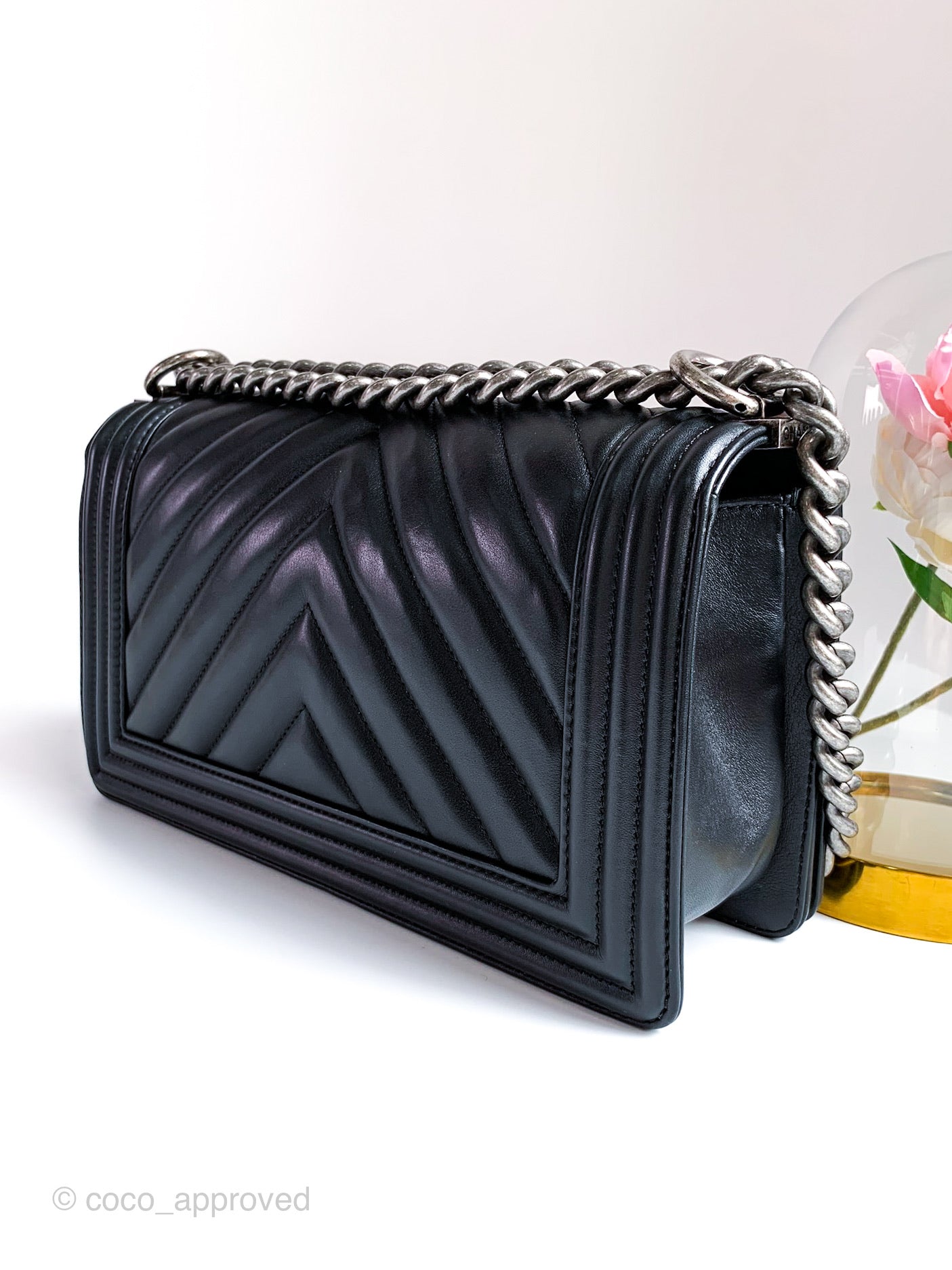 Chanel Swarovski Crystal Boy Bag- Black Leather with Ruthenium HW For Sale  at 1stDibs