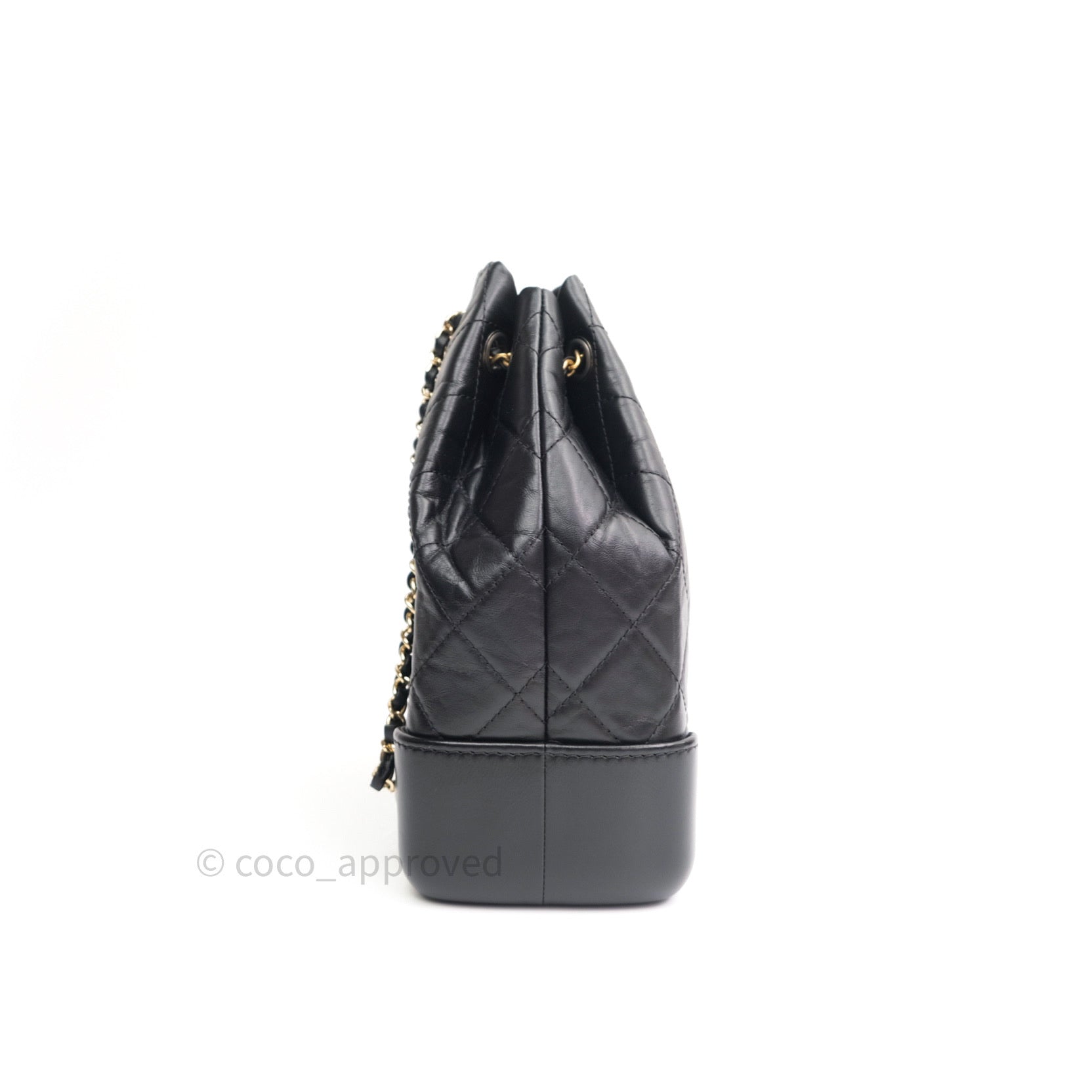 Chanel Gabrielle Backpack Black Aged Calfskin Small Black Mixed
