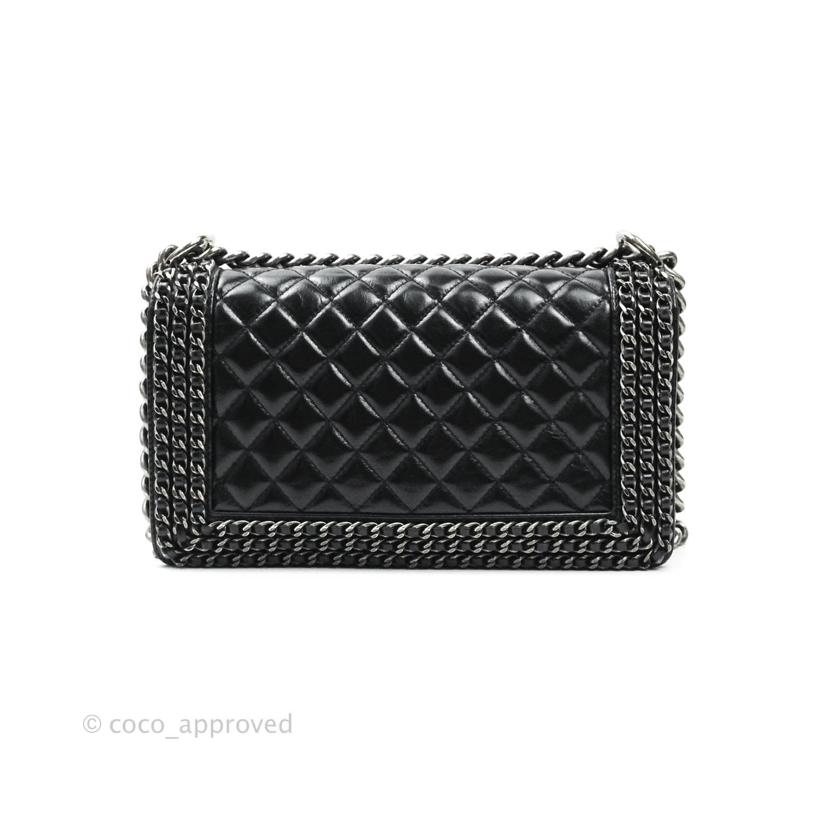 Chanel Black Quilted Aged Glazed Calfskin Easy Flap Bag Ruthenium